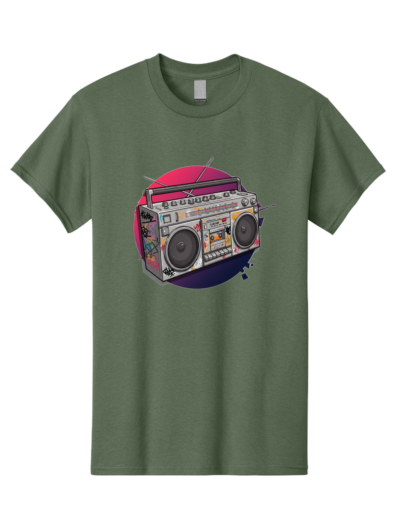 Boombox Men'S Graphic Tee, 100% Cotton, Comfortable Casual Summer Wear, Machine Washable, Vintage Boombox, Retro Music Player, Graffiti Art, Cassette Tape, 80S Nostalgia, Portable Radio, Street Style, Urban Culture Bac679