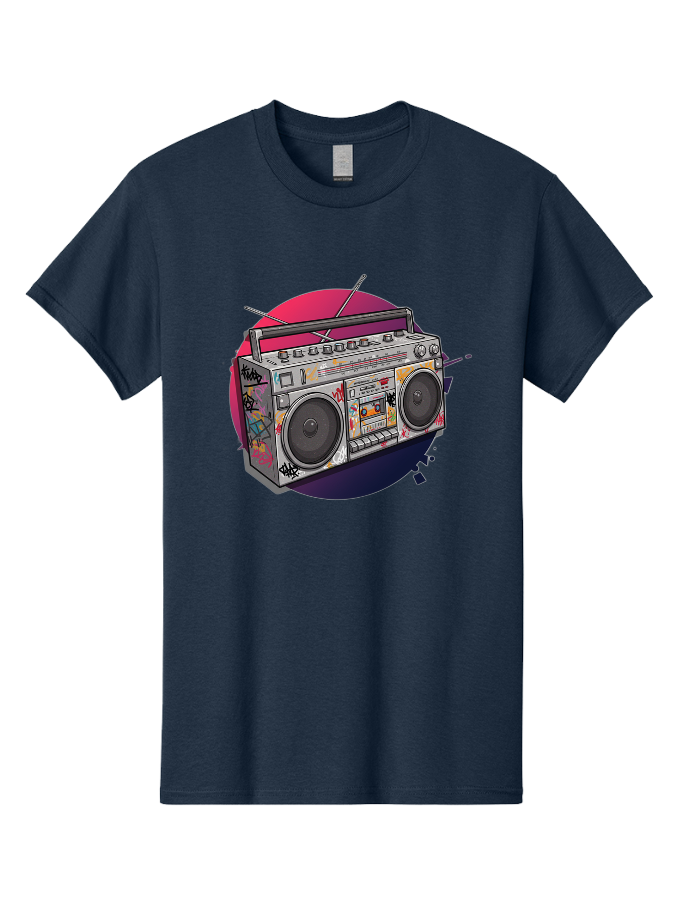 Boombox Men'S Graphic Tee, 100% Cotton, Comfortable Casual Summer Wear, Machine Washable, Vintage Boombox, Retro Music Player, Graffiti Art, Cassette Tape, 80S Nostalgia, Portable Radio, Street Style, Urban Culture Bac679