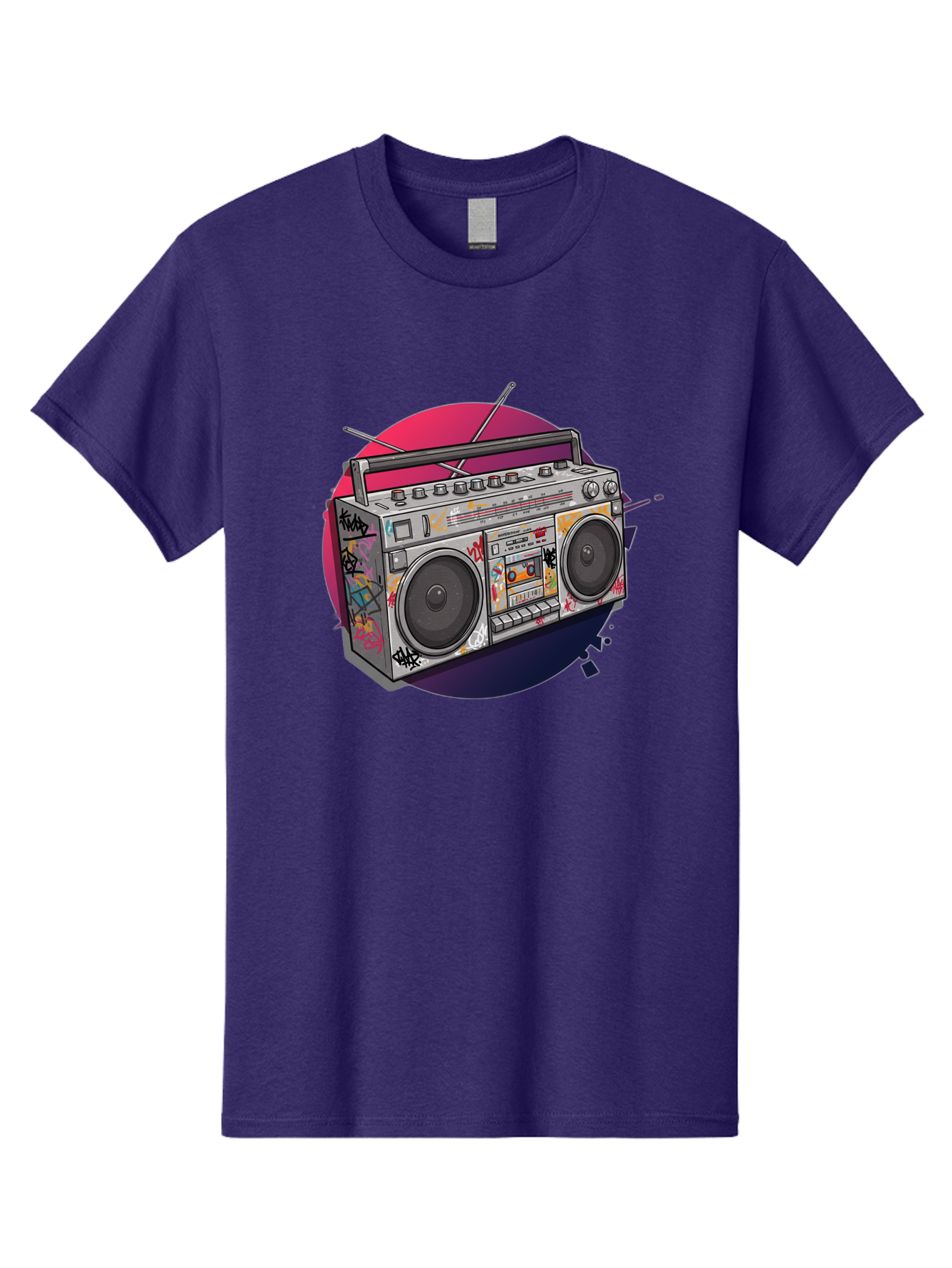 Boombox Men'S Graphic Tee, 100% Cotton, Comfortable Casual Summer Wear, Machine Washable, Vintage Boombox, Retro Music Player, Graffiti Art, Cassette Tape, 80S Nostalgia, Portable Radio, Street Style, Urban Culture Bac679