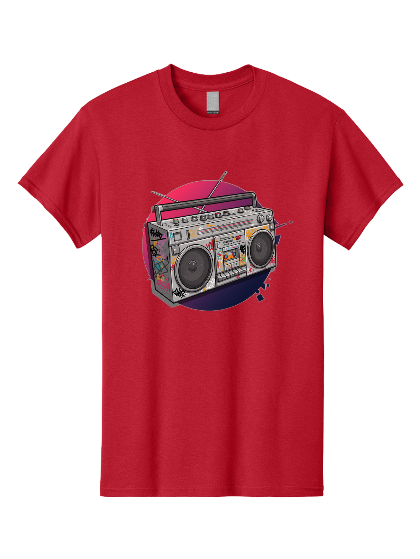 Boombox Men'S Graphic Tee, 100% Cotton, Comfortable Casual Summer Wear, Machine Washable, Vintage Boombox, Retro Music Player, Graffiti Art, Cassette Tape, 80S Nostalgia, Portable Radio, Street Style, Urban Culture Bac679