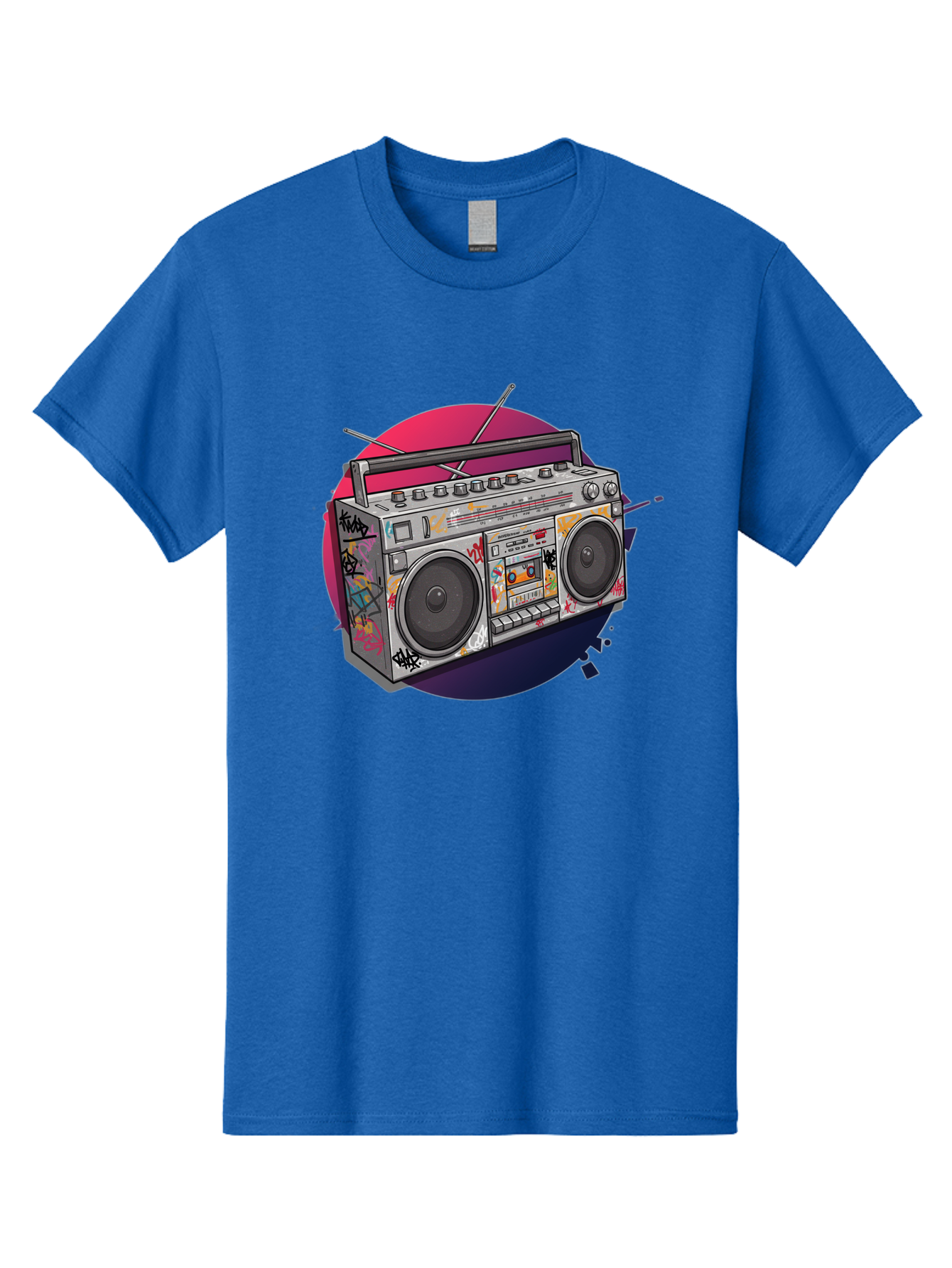 Boombox Men'S Graphic Tee, 100% Cotton, Comfortable Casual Summer Wear, Machine Washable, Vintage Boombox, Retro Music Player, Graffiti Art, Cassette Tape, 80S Nostalgia, Portable Radio, Street Style, Urban Culture Bac679