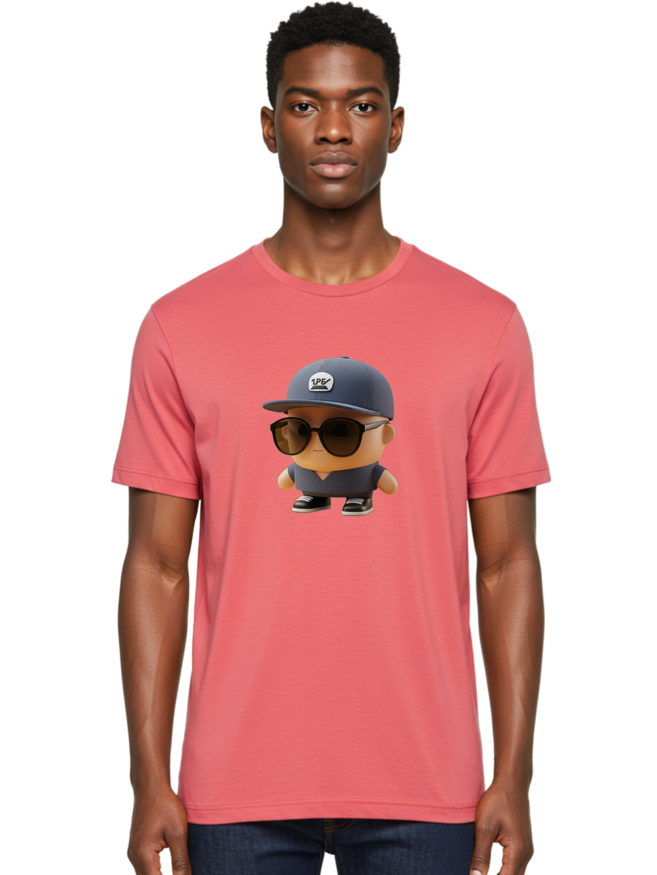 Boy Men'S Graphic Tee, 100% Cotton, Comfortable Casual Summer Wear, Machine Washable, Cartoon Character, Cool Guy, Sunglasses, Casual Wear, Trendy Outfit, 1P5 Logo, Streetwear Style, Modern Fashion, Graphic Design Bac680
