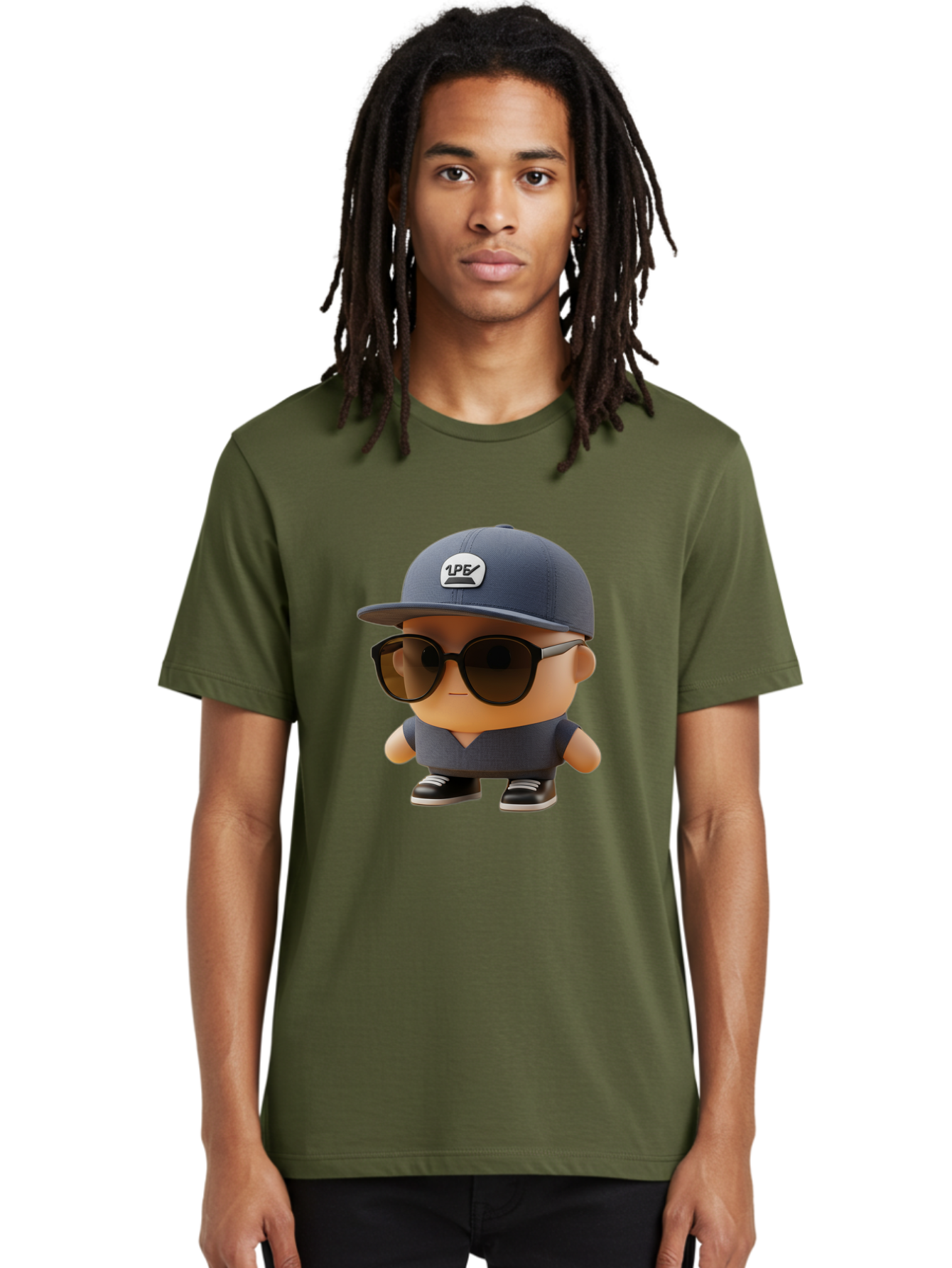 Boy Men'S Graphic Tee, 100% Cotton, Comfortable Casual Summer Wear, Machine Washable, Cartoon Character, Cool Guy, Sunglasses, Casual Wear, Trendy Outfit, 1P5 Logo, Streetwear Style, Modern Fashion, Graphic Design Bac680