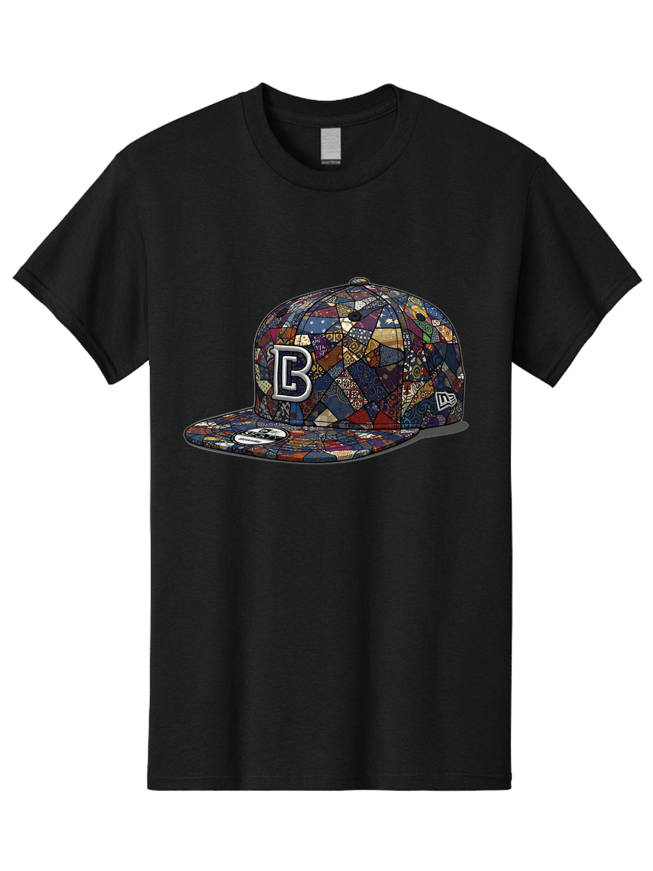 Brooklyn-Baseball-Cap Men'S Graphic Tee, 100% Cotton, Comfortable Casual Summer Wear, Machine Washable, Baseball Cap, Mosaic Pattern, Colorful Design, B Logo, New Era Brand, Sports Apparel, Fashion Accessory, Trendy Hat, Casual Wear, Bac682