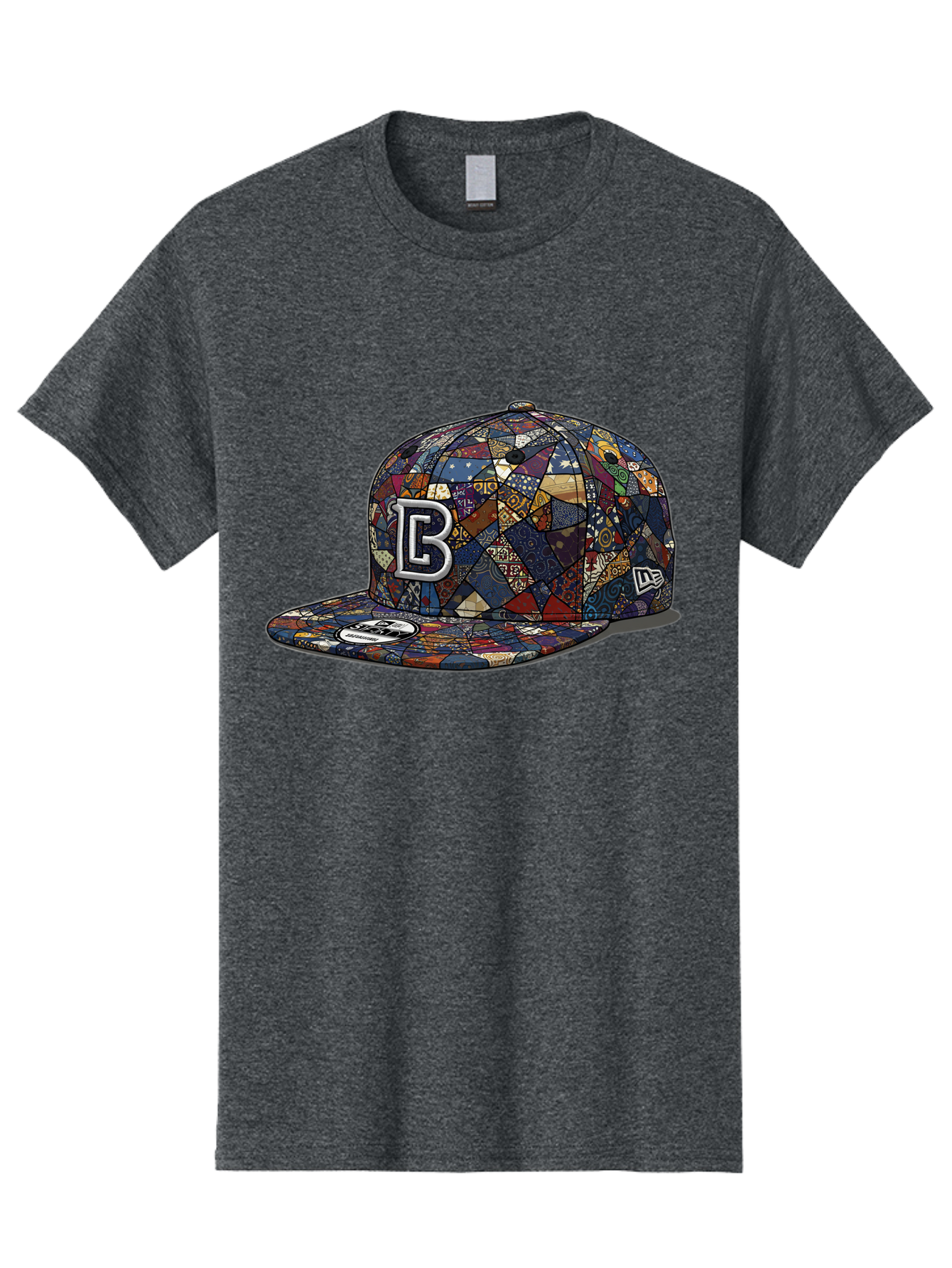 Brooklyn-Baseball-Cap Men'S Graphic Tee, 100% Cotton, Comfortable Casual Summer Wear, Machine Washable, Baseball Cap, Mosaic Pattern, Colorful Design, B Logo, New Era Brand, Sports Apparel, Fashion Accessory, Trendy Hat, Casual Wear, Bac682