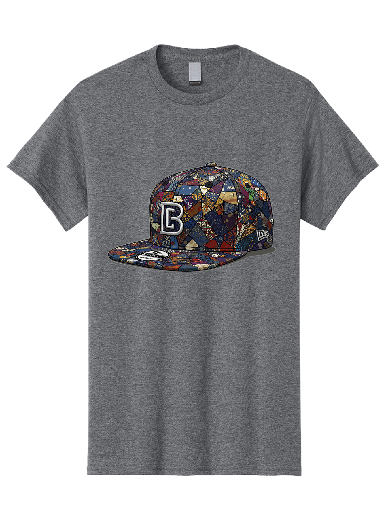 Brooklyn-Baseball-Cap Men'S Graphic Tee, 100% Cotton, Comfortable Casual Summer Wear, Machine Washable, Baseball Cap, Mosaic Pattern, Colorful Design, B Logo, New Era Brand, Sports Apparel, Fashion Accessory, Trendy Hat, Casual Wear, Bac682
