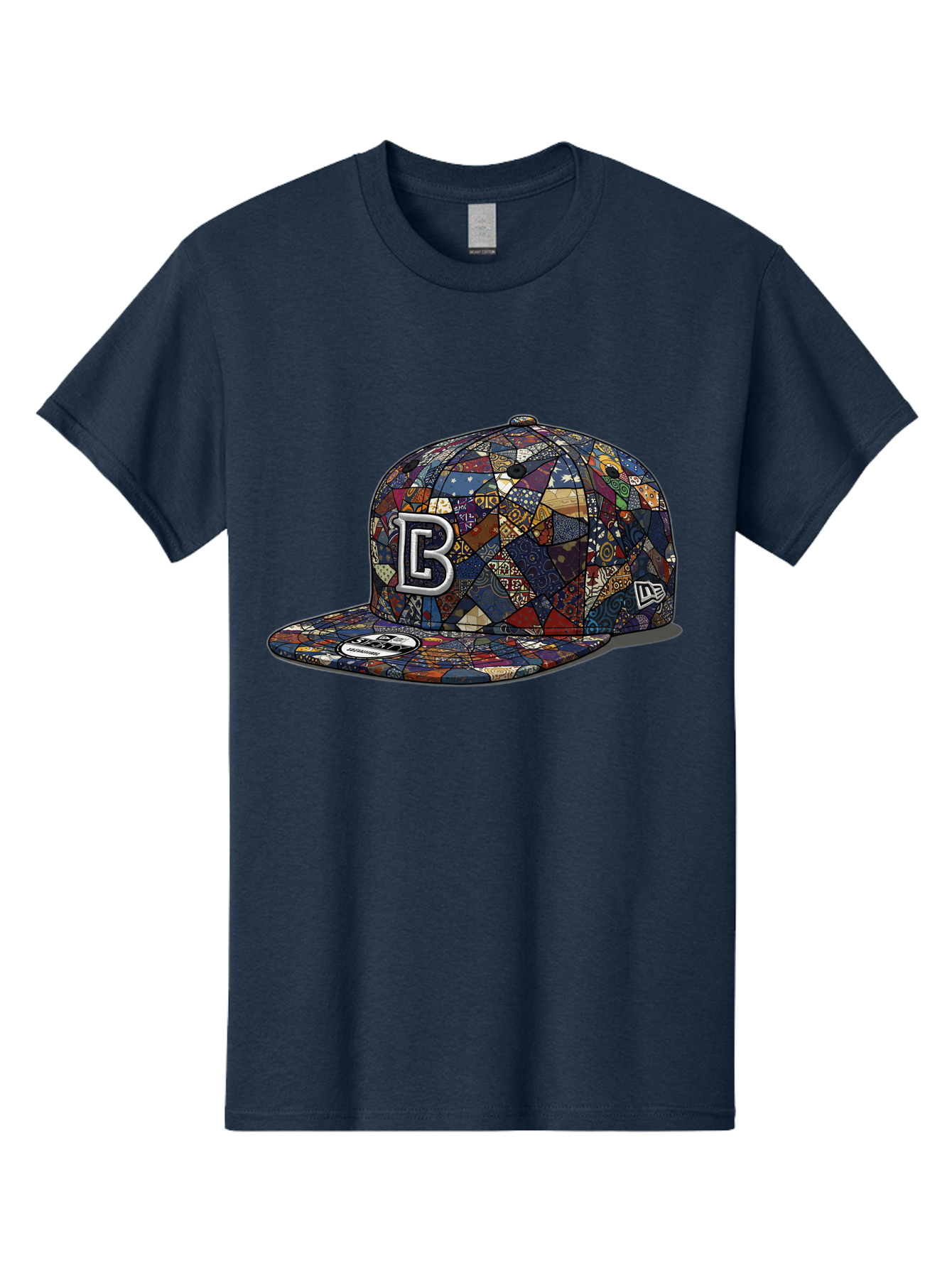 Brooklyn-Baseball-Cap Men'S Graphic Tee, 100% Cotton, Comfortable Casual Summer Wear, Machine Washable, Baseball Cap, Mosaic Pattern, Colorful Design, B Logo, New Era Brand, Sports Apparel, Fashion Accessory, Trendy Hat, Casual Wear, Bac682