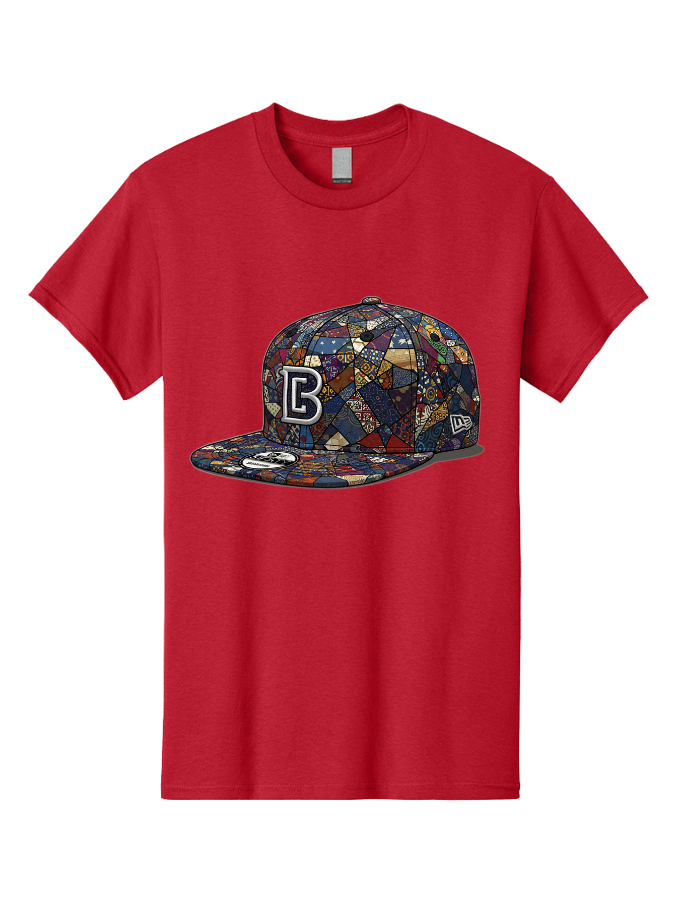 Brooklyn-Baseball-Cap Men'S Graphic Tee, 100% Cotton, Comfortable Casual Summer Wear, Machine Washable, Baseball Cap, Mosaic Pattern, Colorful Design, B Logo, New Era Brand, Sports Apparel, Fashion Accessory, Trendy Hat, Casual Wear, Bac682