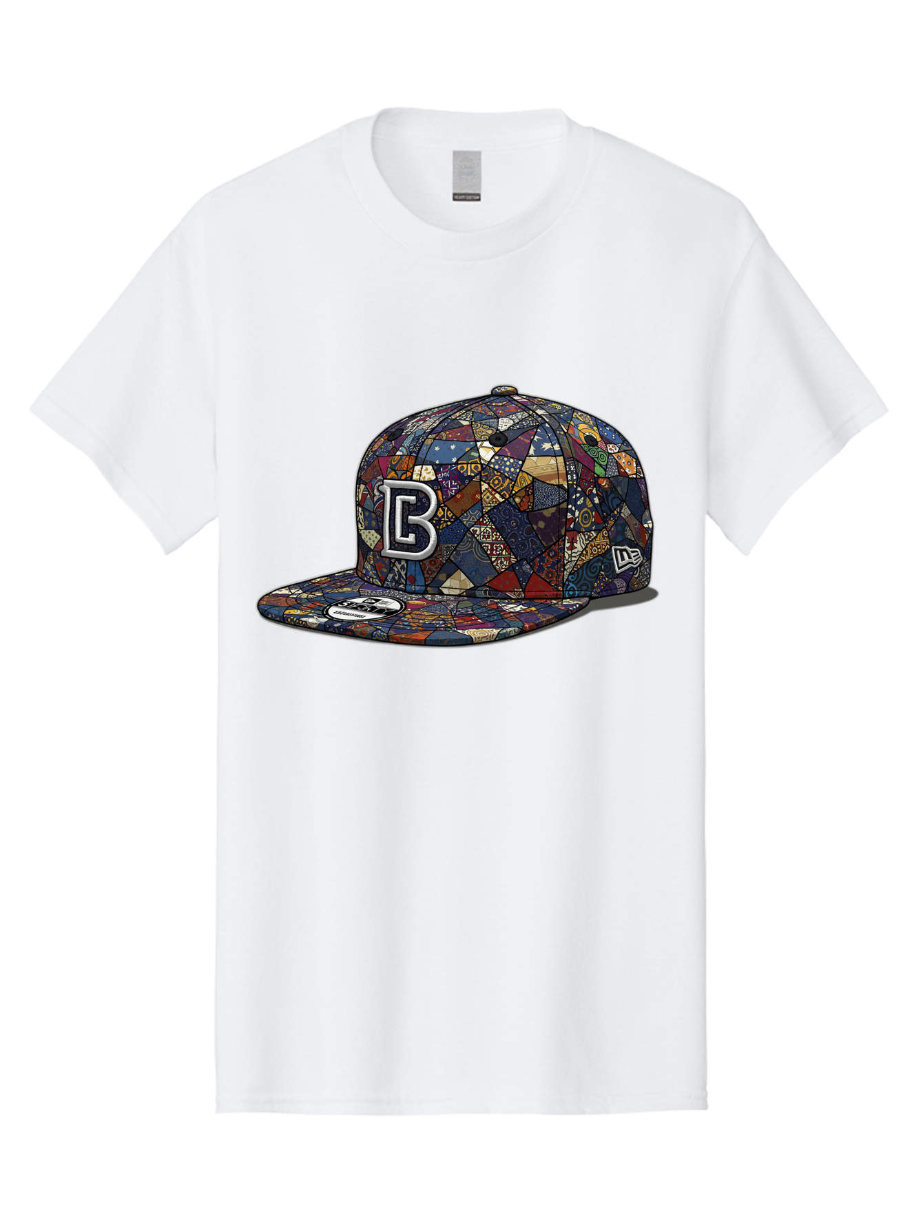 Brooklyn-Baseball-Cap Men'S Graphic Tee, 100% Cotton, Comfortable Casual Summer Wear, Machine Washable, Baseball Cap, Mosaic Pattern, Colorful Design, B Logo, New Era Brand, Sports Apparel, Fashion Accessory, Trendy Hat, Casual Wear, Bac682