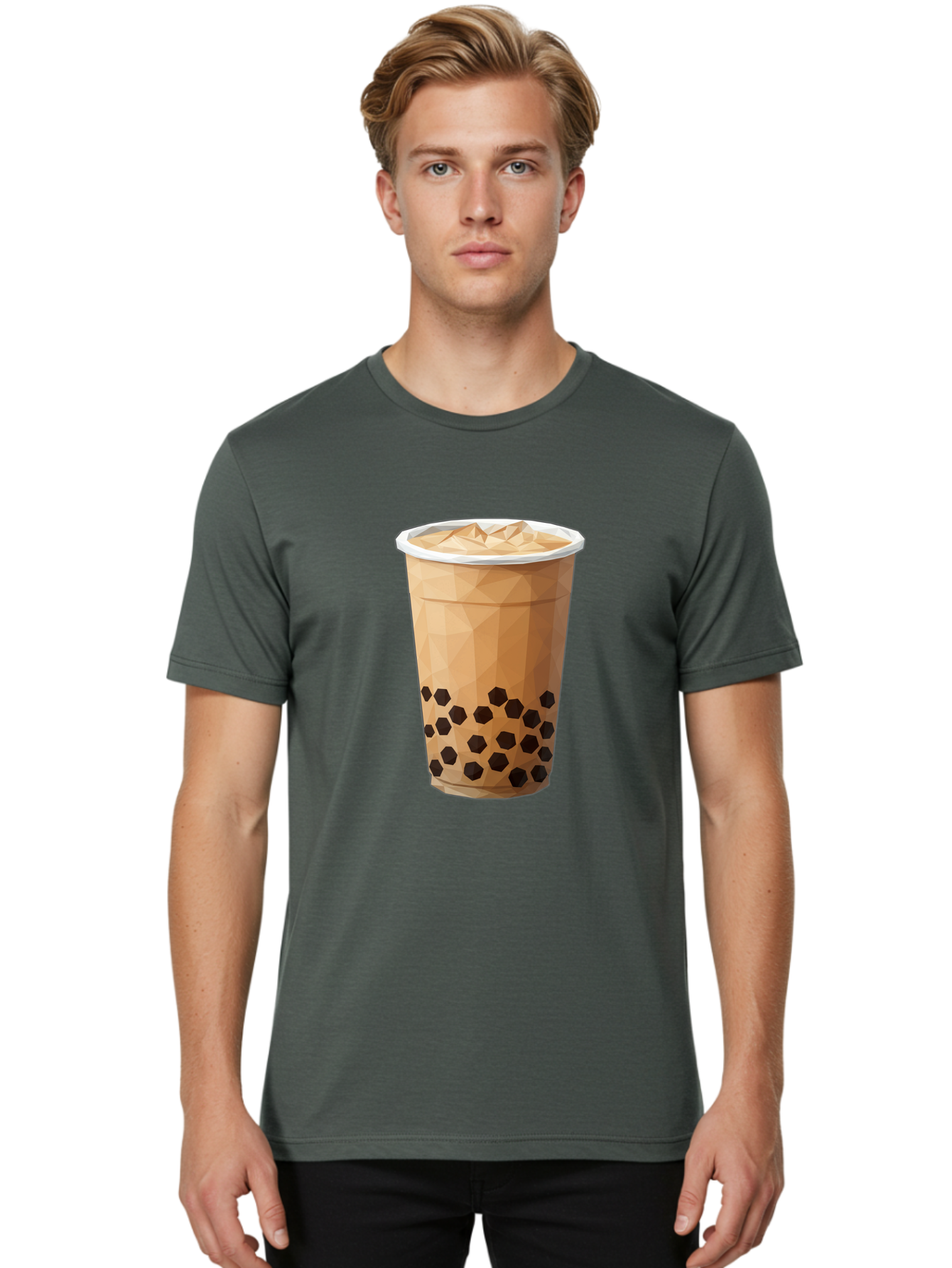 Bubble-Milk-Tea-1 Men'S Graphic Tee, 100% Cotton, Comfortable Casual Summer Wear, Machine Washable, Boba Tea, Milk Tea, Bubble Tea, Drink, Beverage, Iced Tea, Tapioca Pearls, Brown Sugar, Coffee Shop, Cafe Culture, Refreshing Drink, Cold Brew Bac683