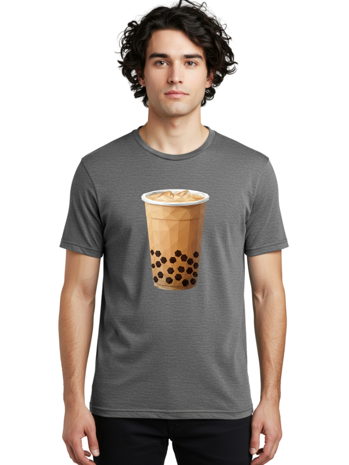 Bubble-Milk-Tea-1 Men'S Graphic Tee, 100% Cotton, Comfortable Casual Summer Wear, Machine Washable, Boba Tea, Milk Tea, Bubble Tea, Drink, Beverage, Iced Tea, Tapioca Pearls, Brown Sugar, Coffee Shop, Cafe Culture, Refreshing Drink, Cold Brew Bac683