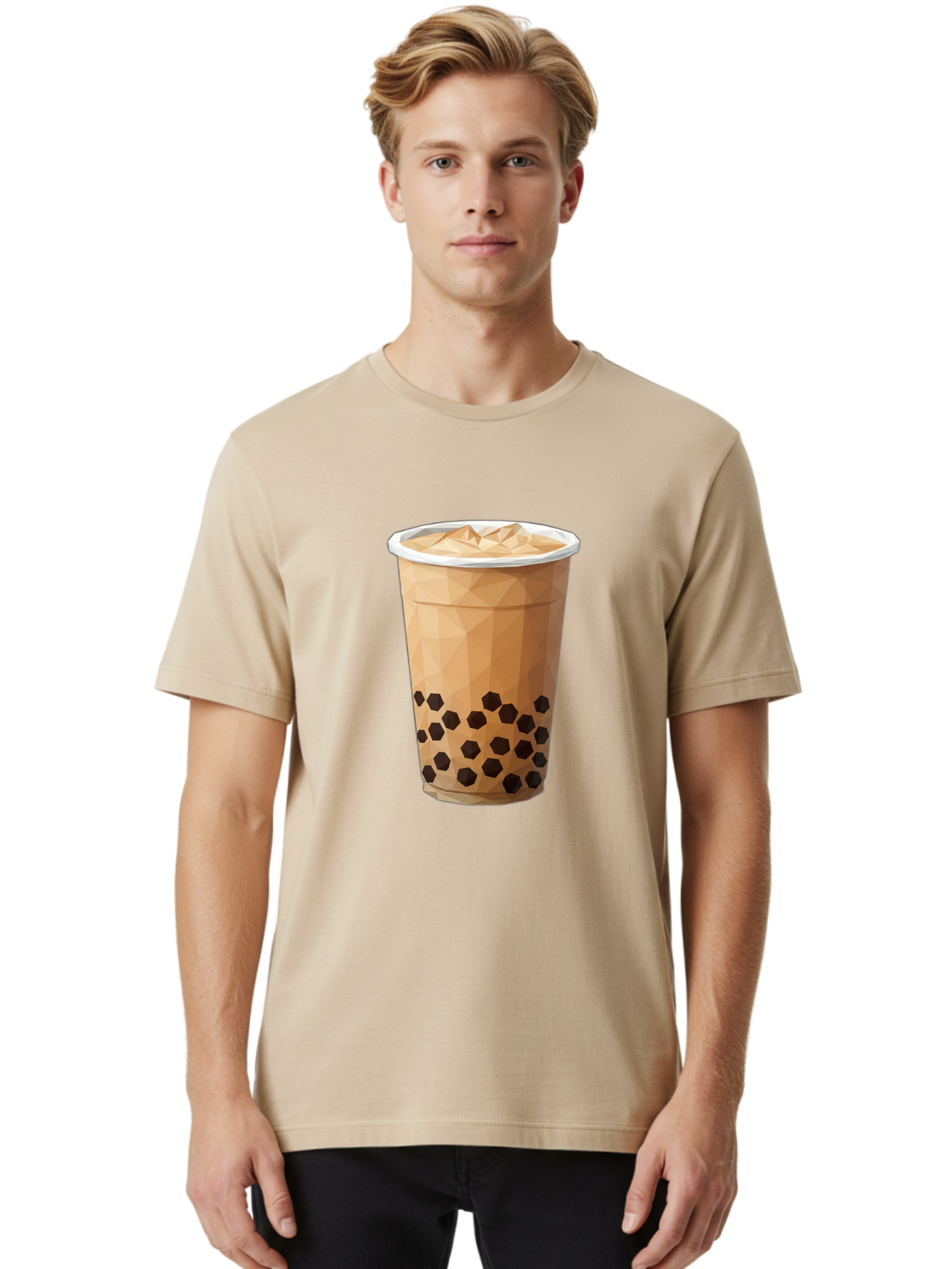 Bubble-Milk-Tea-1 Men'S Graphic Tee, 100% Cotton, Comfortable Casual Summer Wear, Machine Washable, Boba Tea, Milk Tea, Bubble Tea, Drink, Beverage, Iced Tea, Tapioca Pearls, Brown Sugar, Coffee Shop, Cafe Culture, Refreshing Drink, Cold Brew Bac683