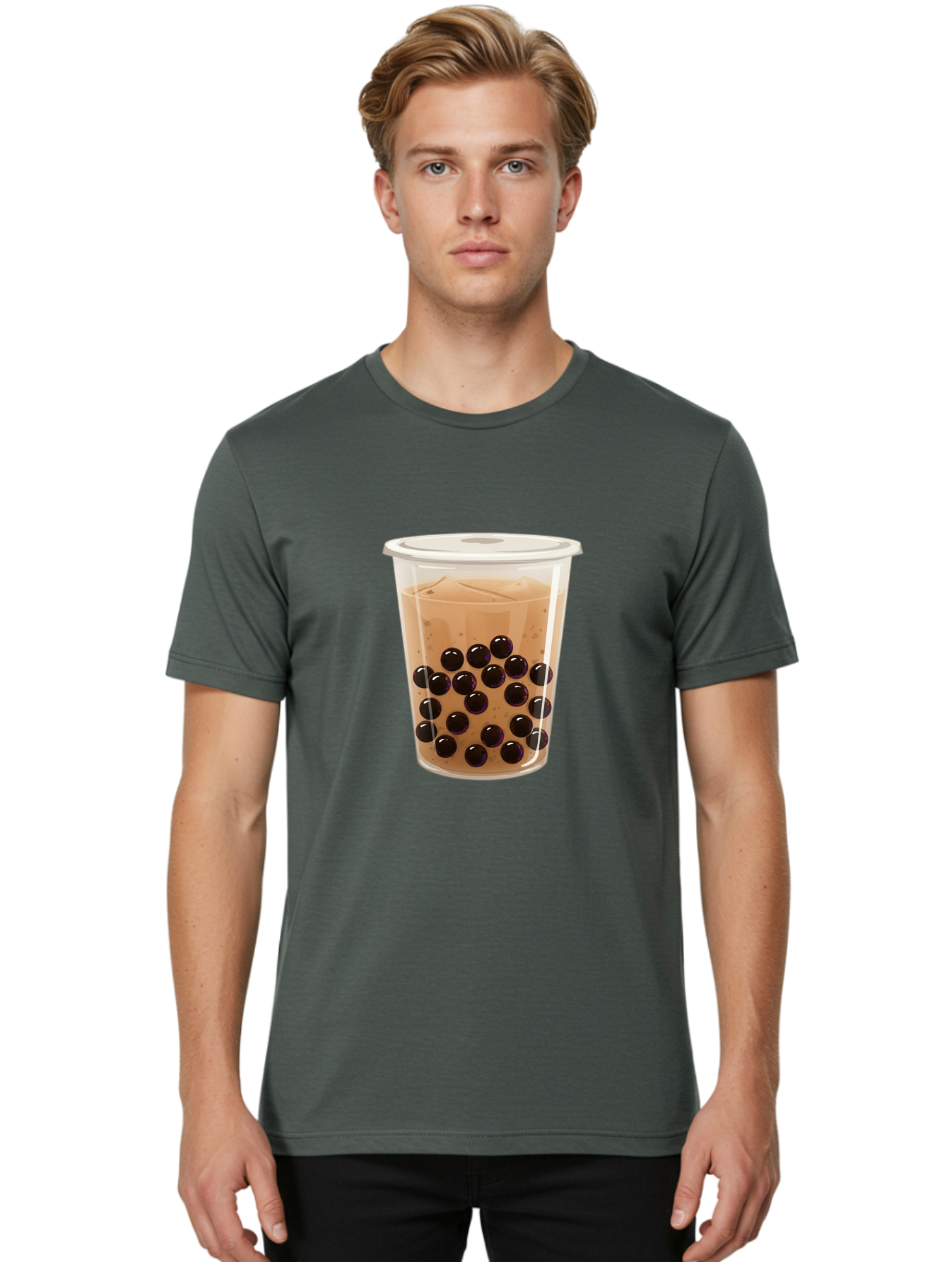 Bubble-Milk-Tea-3 Men'S Graphic Tee, 100% Cotton, Comfortable Casual Summer Wear, Machine Washable, Boba Tea, Bubble Tea, Milk Tea, Tapioca Pearls, Iced Tea, Refreshing Drink, Cold Beverage, Popular Drink, Trendy Beverage, Boba Bac685