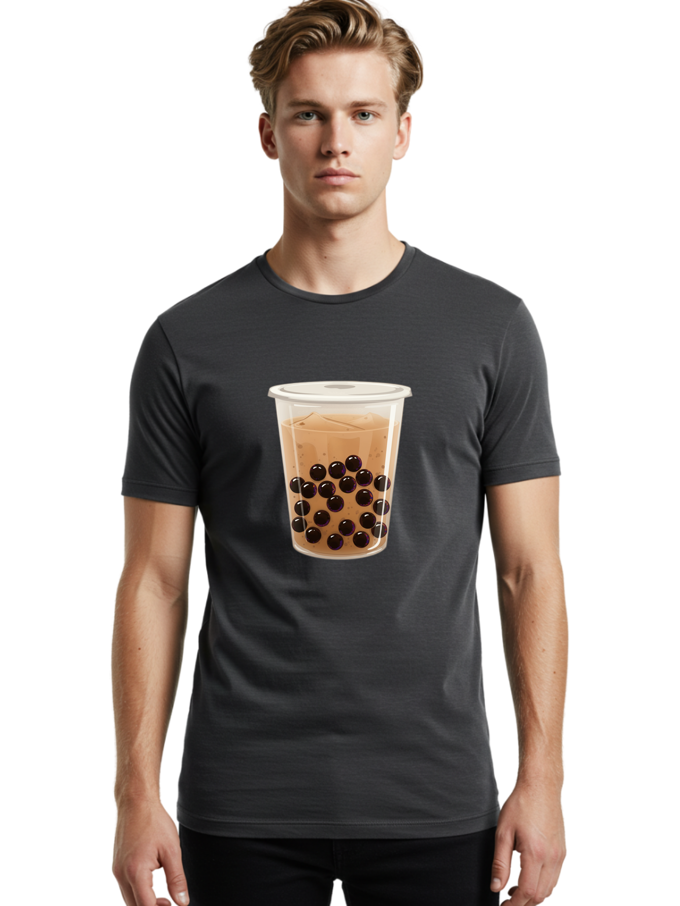 Bubble-Milk-Tea-3 Men'S Graphic Tee, 100% Cotton, Comfortable Casual Summer Wear, Machine Washable, Boba Tea, Bubble Tea, Milk Tea, Tapioca Pearls, Iced Tea, Refreshing Drink, Cold Beverage, Popular Drink, Trendy Beverage, Boba Bac685