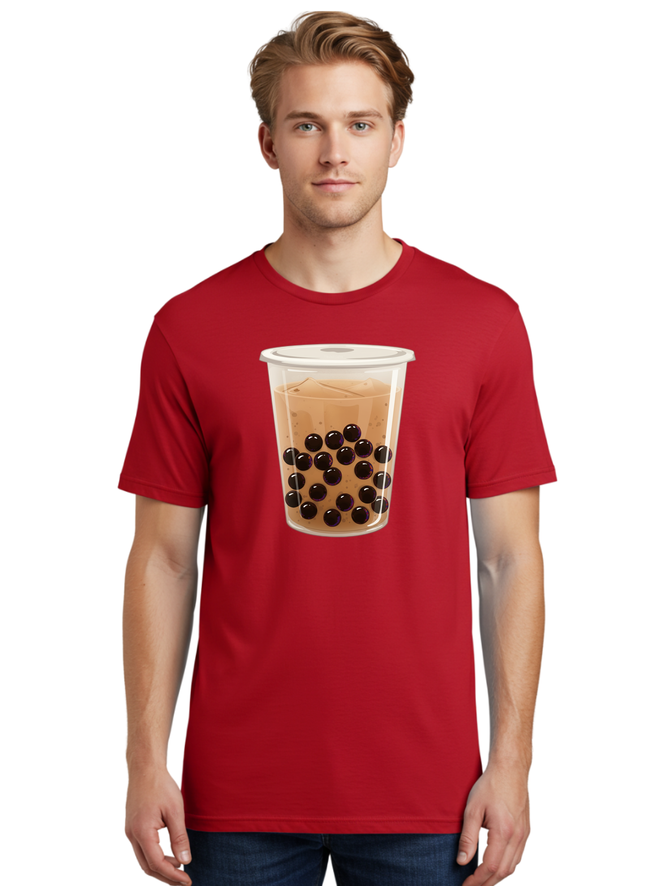 Bubble-Milk-Tea-3 Men'S Graphic Tee, 100% Cotton, Comfortable Casual Summer Wear, Machine Washable, Boba Tea, Bubble Tea, Milk Tea, Tapioca Pearls, Iced Tea, Refreshing Drink, Cold Beverage, Popular Drink, Trendy Beverage, Boba Bac685