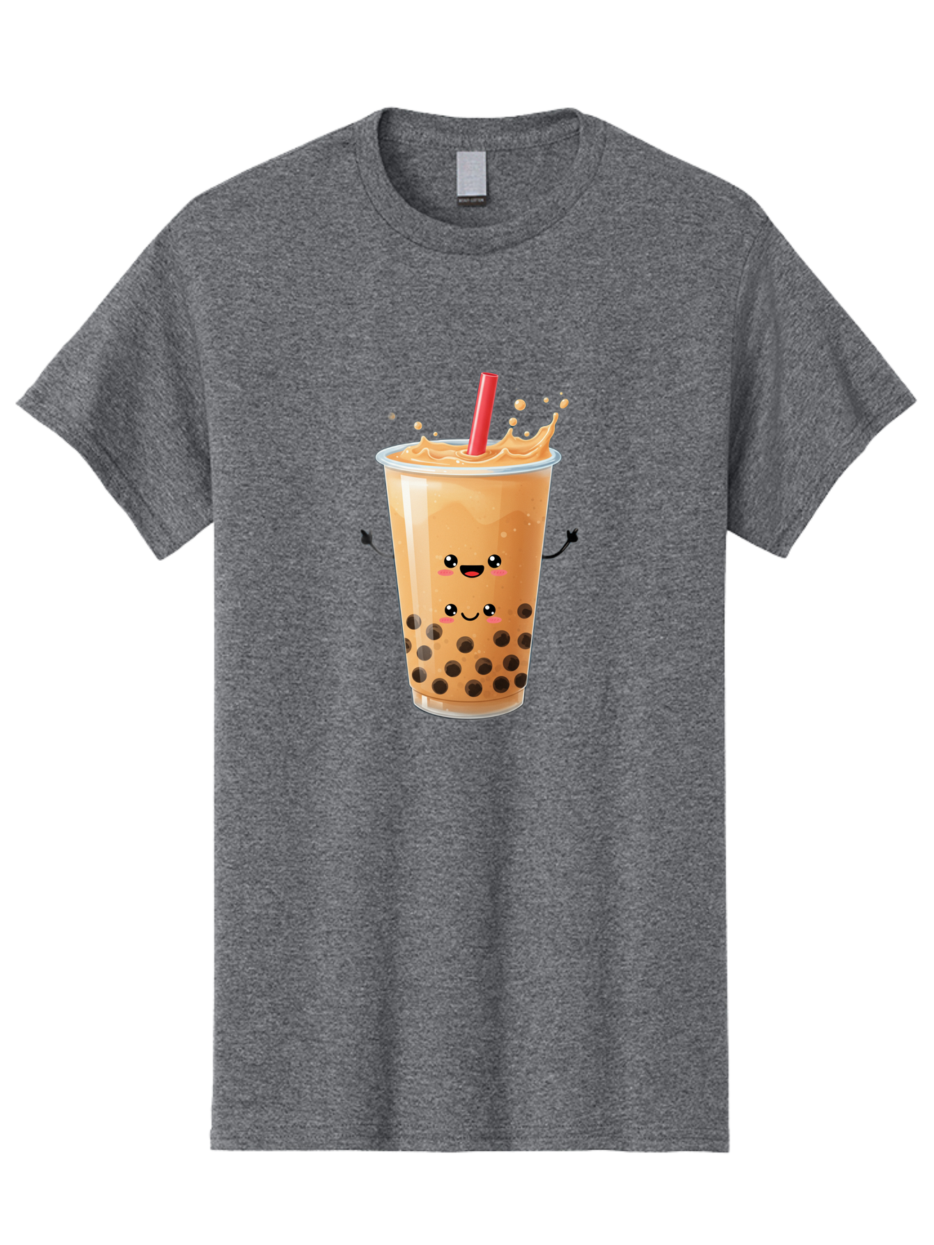 Bubble-Milk-Tea-4 Men'S Graphic Tee, 100% Cotton, Comfortable Casual Summer Wear, Machine Washable, Cartoon Bubble Tea, Boba Tea, Milk Tea, Kawaii Drink, Cute Beverage, Smiling Drink, Asian Drink Culture, Tea Lover Bac686