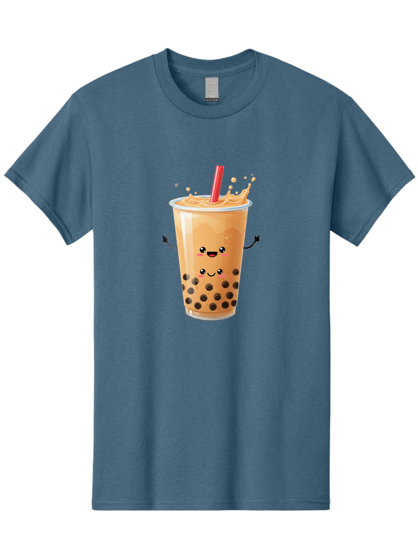 Bubble-Milk-Tea-4 Men'S Graphic Tee, 100% Cotton, Comfortable Casual Summer Wear, Machine Washable, Cartoon Bubble Tea, Boba Tea, Milk Tea, Kawaii Drink, Cute Beverage, Smiling Drink, Asian Drink Culture, Tea Lover Bac686