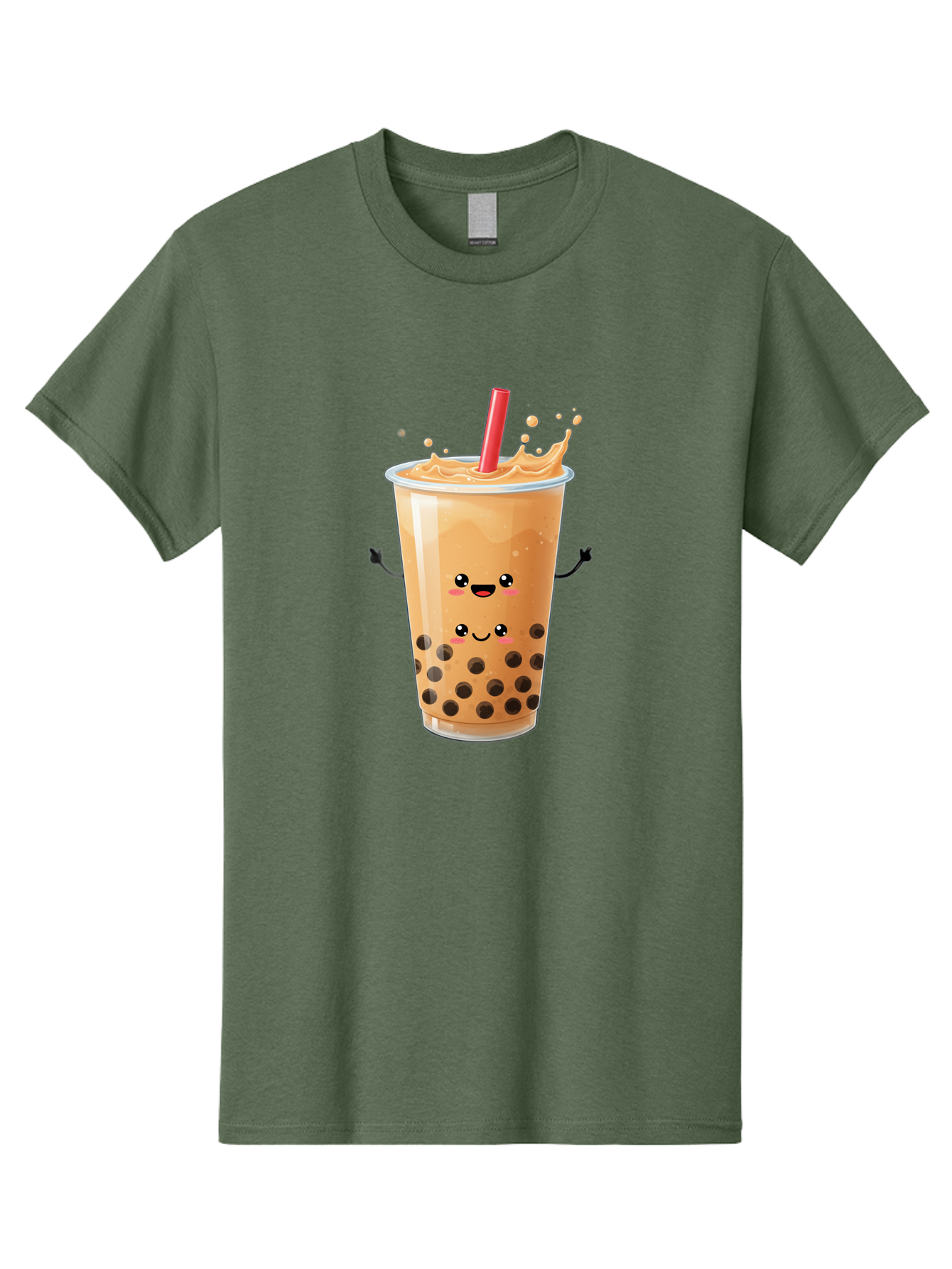 Bubble-Milk-Tea-4 Men'S Graphic Tee, 100% Cotton, Comfortable Casual Summer Wear, Machine Washable, Cartoon Bubble Tea, Boba Tea, Milk Tea, Kawaii Drink, Cute Beverage, Smiling Drink, Asian Drink Culture, Tea Lover Bac686