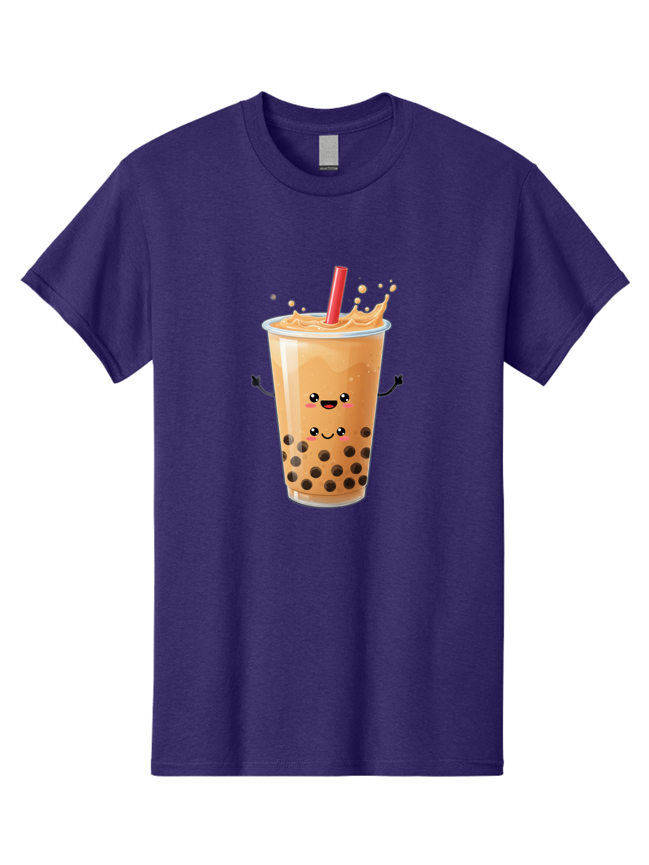 Bubble-Milk-Tea-4 Men'S Graphic Tee, 100% Cotton, Comfortable Casual Summer Wear, Machine Washable, Cartoon Bubble Tea, Boba Tea, Milk Tea, Kawaii Drink, Cute Beverage, Smiling Drink, Asian Drink Culture, Tea Lover Bac686