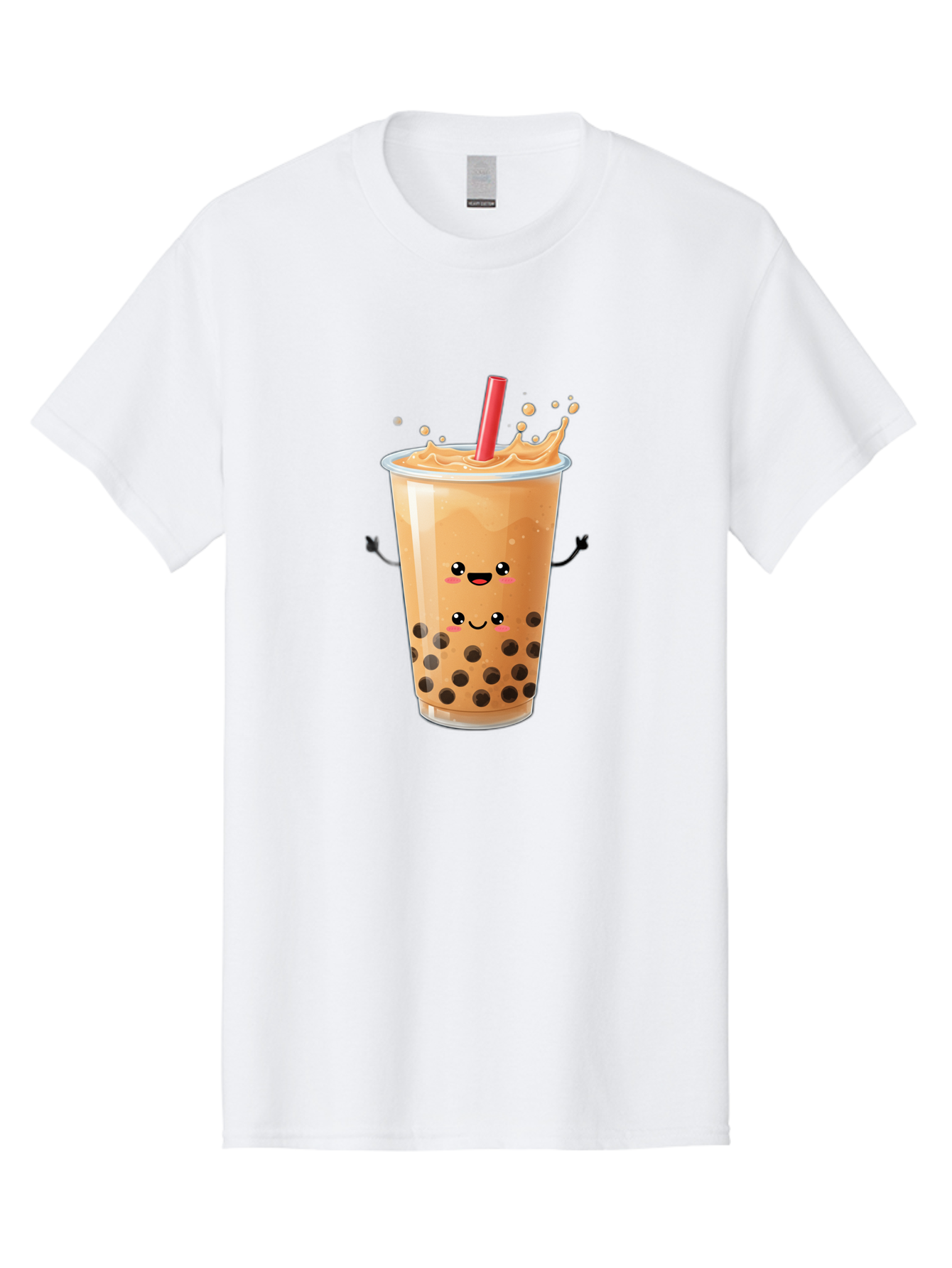 Bubble-Milk-Tea-4 Men'S Graphic Tee, 100% Cotton, Comfortable Casual Summer Wear, Machine Washable, Cartoon Bubble Tea, Boba Tea, Milk Tea, Kawaii Drink, Cute Beverage, Smiling Drink, Asian Drink Culture, Tea Lover Bac686