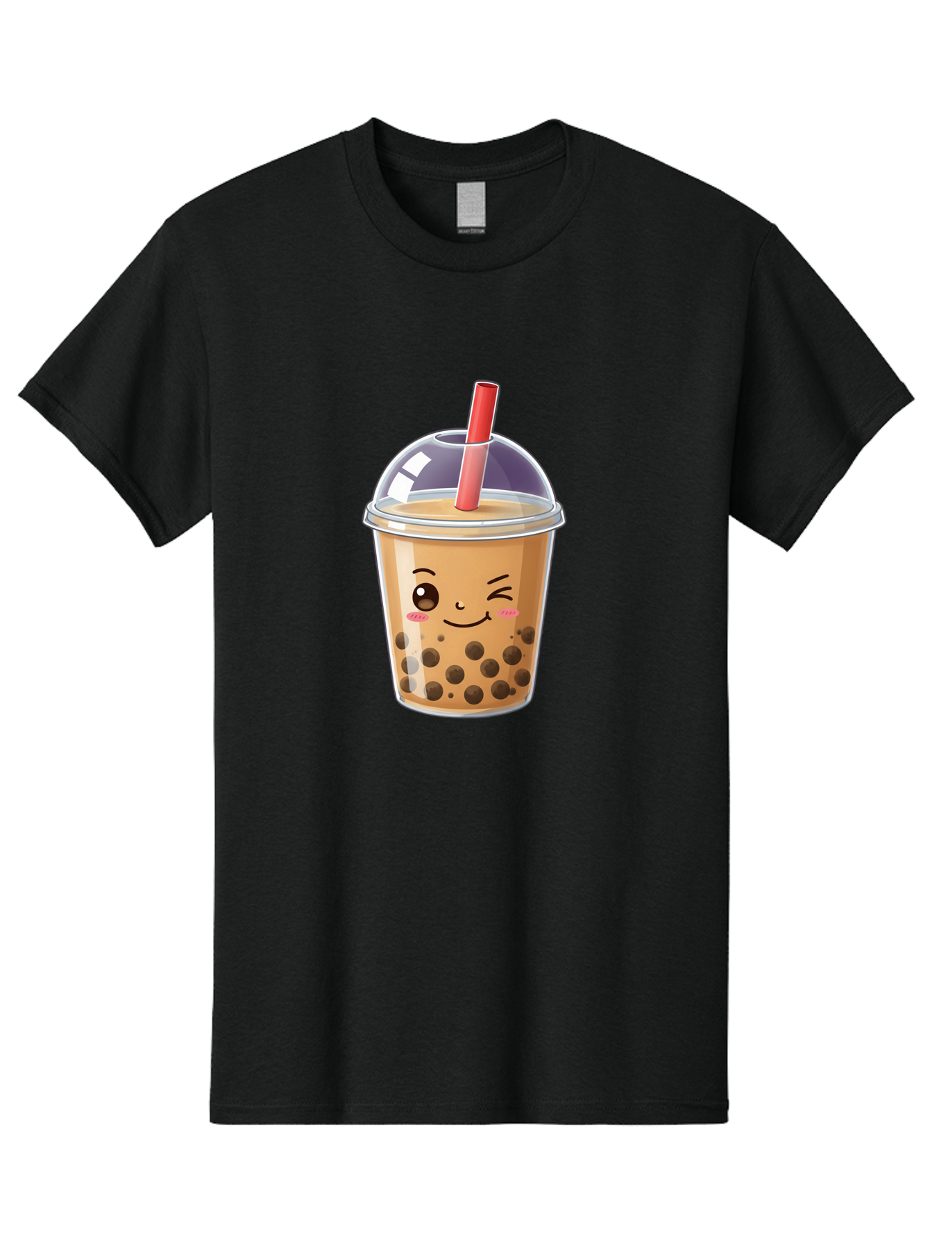 Bubble-Milk-Tea-5 Men'S Graphic Tee, 100% Cotton, Comfortable Casual Summer Wear, Machine Washable, Bubble Tea, Cute Cartoon, Milk Tea, Boba Drink, Kawaii Culture, Sweet Treats, Straw And Lid, Adorable Face, Winking Eyes, Smiling, Bac687