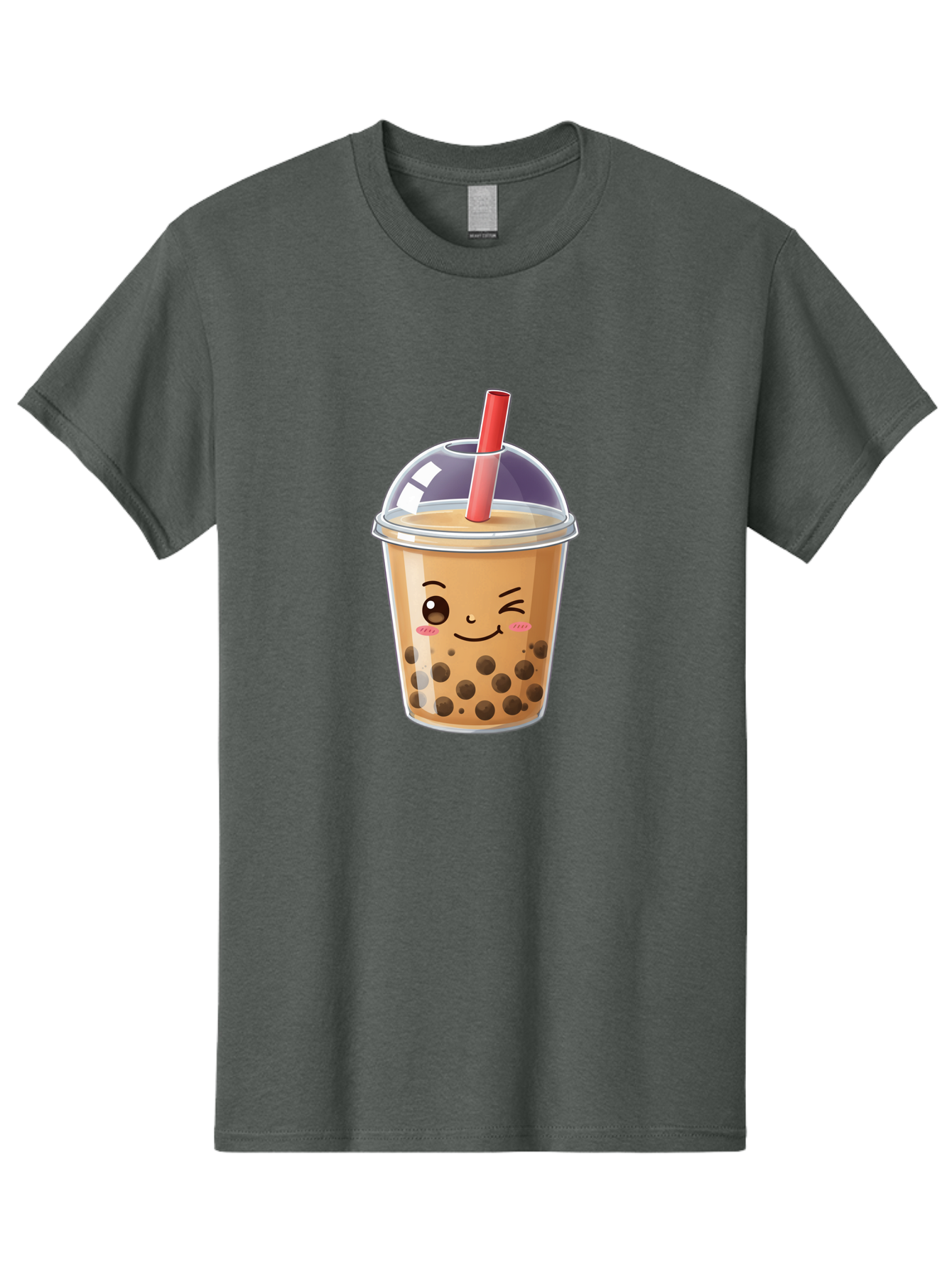Bubble-Milk-Tea-5 Men'S Graphic Tee, 100% Cotton, Comfortable Casual Summer Wear, Machine Washable, Bubble Tea, Cute Cartoon, Milk Tea, Boba Drink, Kawaii Culture, Sweet Treats, Straw And Lid, Adorable Face, Winking Eyes, Smiling, Bac687