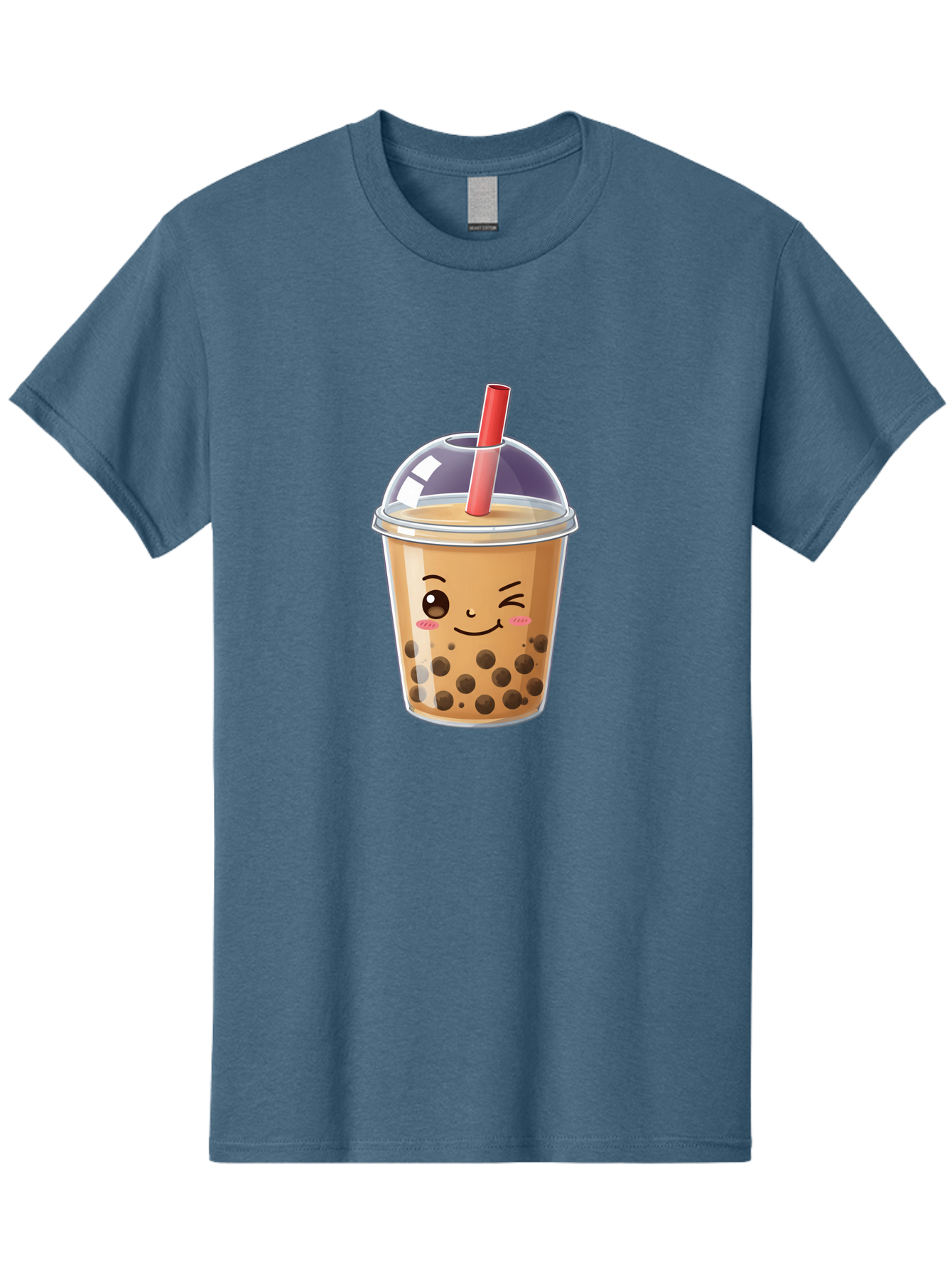 Bubble-Milk-Tea-5 Men'S Graphic Tee, 100% Cotton, Comfortable Casual Summer Wear, Machine Washable, Bubble Tea, Cute Cartoon, Milk Tea, Boba Drink, Kawaii Culture, Sweet Treats, Straw And Lid, Adorable Face, Winking Eyes, Smiling, Bac687