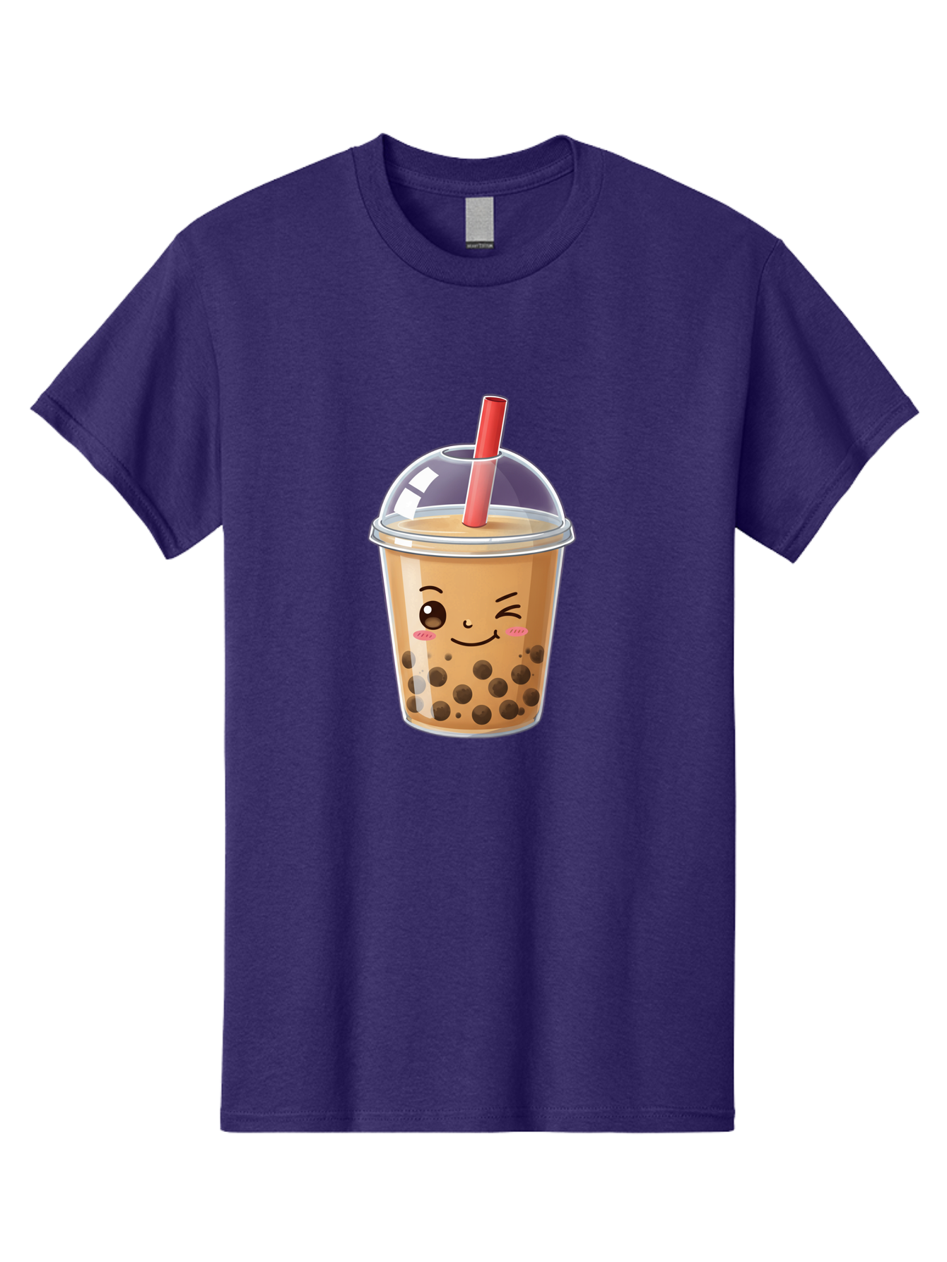 Bubble-Milk-Tea-5 Men'S Graphic Tee, 100% Cotton, Comfortable Casual Summer Wear, Machine Washable, Bubble Tea, Cute Cartoon, Milk Tea, Boba Drink, Kawaii Culture, Sweet Treats, Straw And Lid, Adorable Face, Winking Eyes, Smiling, Bac687