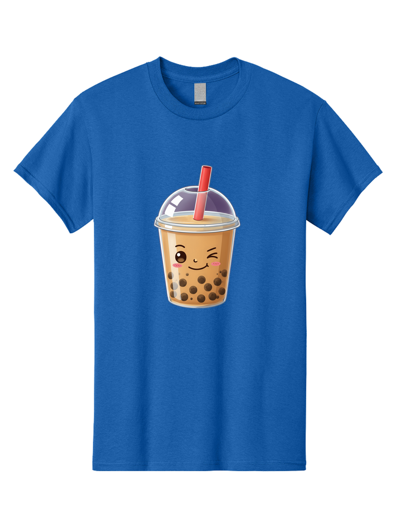 Bubble-Milk-Tea-5 Men'S Graphic Tee, 100% Cotton, Comfortable Casual Summer Wear, Machine Washable, Bubble Tea, Cute Cartoon, Milk Tea, Boba Drink, Kawaii Culture, Sweet Treats, Straw And Lid, Adorable Face, Winking Eyes, Smiling, Bac687