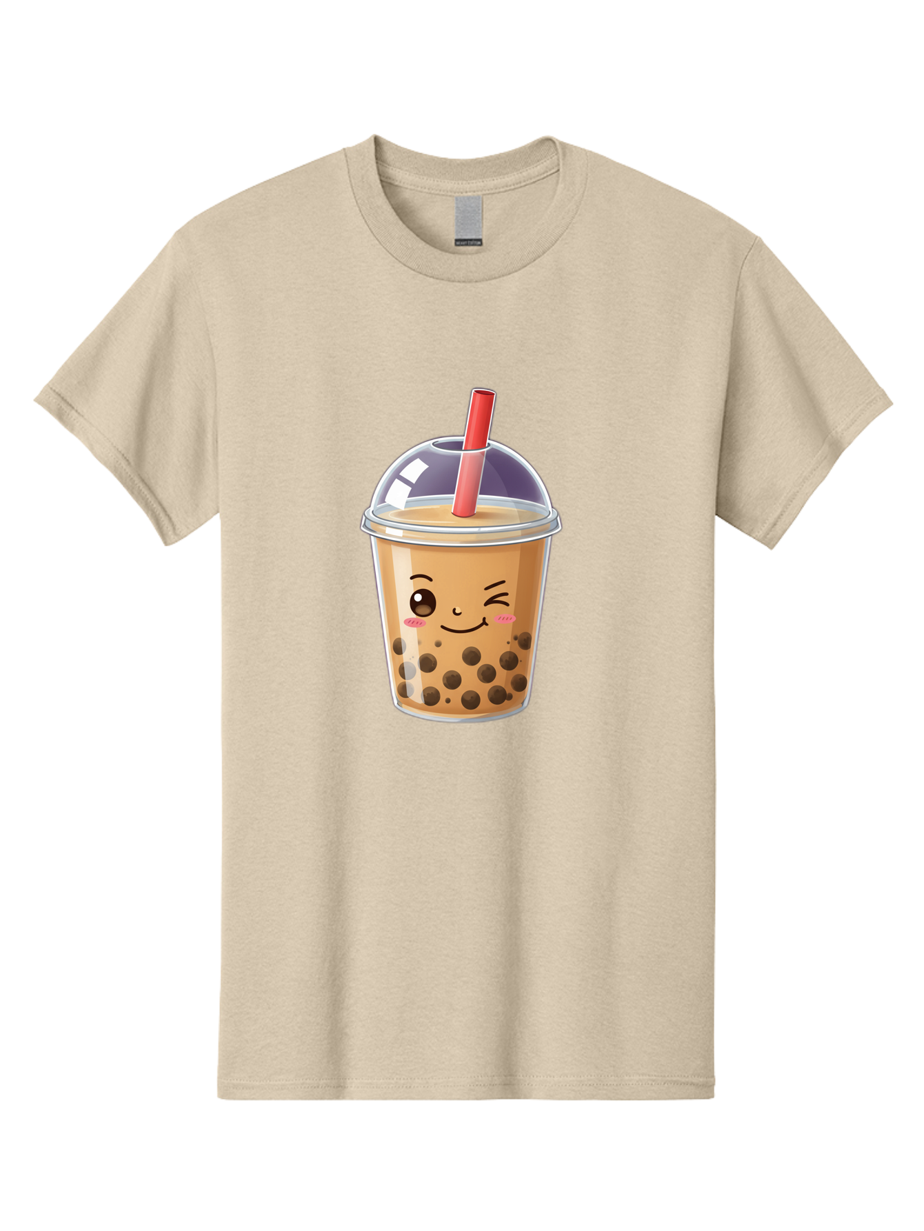 Bubble-Milk-Tea-5 Men'S Graphic Tee, 100% Cotton, Comfortable Casual Summer Wear, Machine Washable, Bubble Tea, Cute Cartoon, Milk Tea, Boba Drink, Kawaii Culture, Sweet Treats, Straw And Lid, Adorable Face, Winking Eyes, Smiling, Bac687
