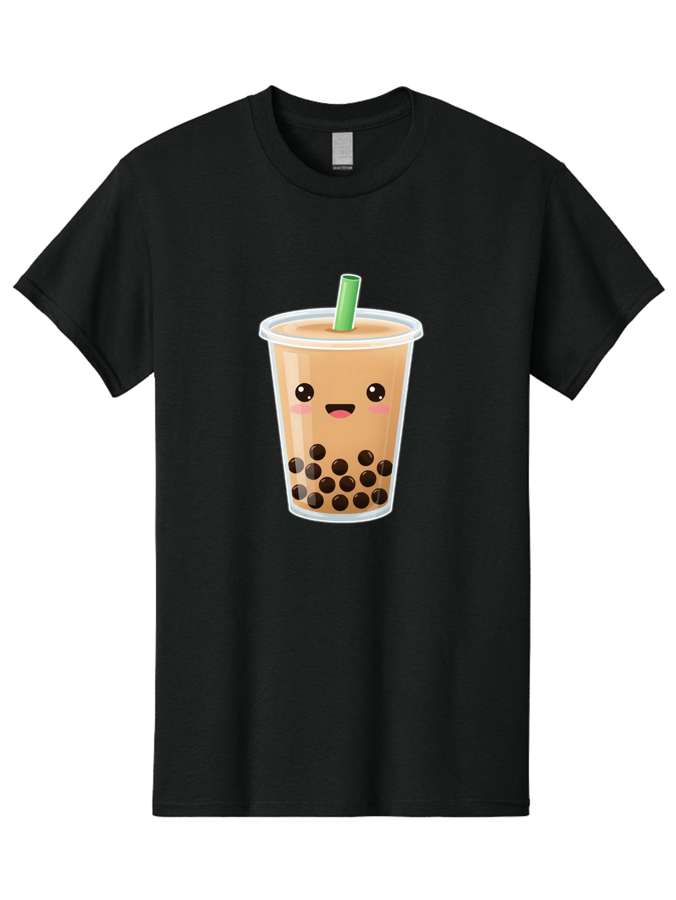 Bubble-Milk-Tea Men'S Graphic Tee, 100% Cotton, Comfortable Casual Summer Wear, Machine Washable, Bubble Tea, Boba, Milk Tea, Straw, Cartoon Character, Cute Face, Black Boba Pearls, Smiling, Kawaii, Popular Drink, Fun Design, Tasty, Bac688