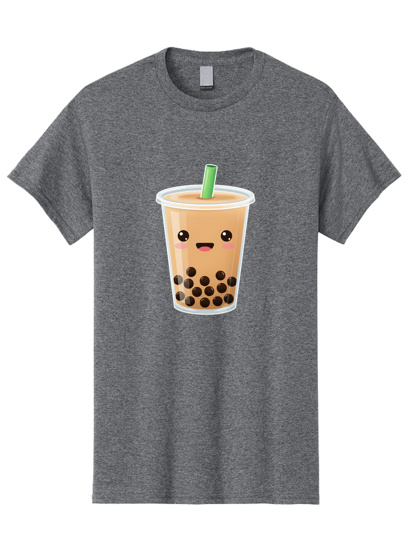 Bubble-Milk-Tea Men'S Graphic Tee, 100% Cotton, Comfortable Casual Summer Wear, Machine Washable, Bubble Tea, Boba, Milk Tea, Straw, Cartoon Character, Cute Face, Black Boba Pearls, Smiling, Kawaii, Popular Drink, Fun Design, Tasty, Bac688