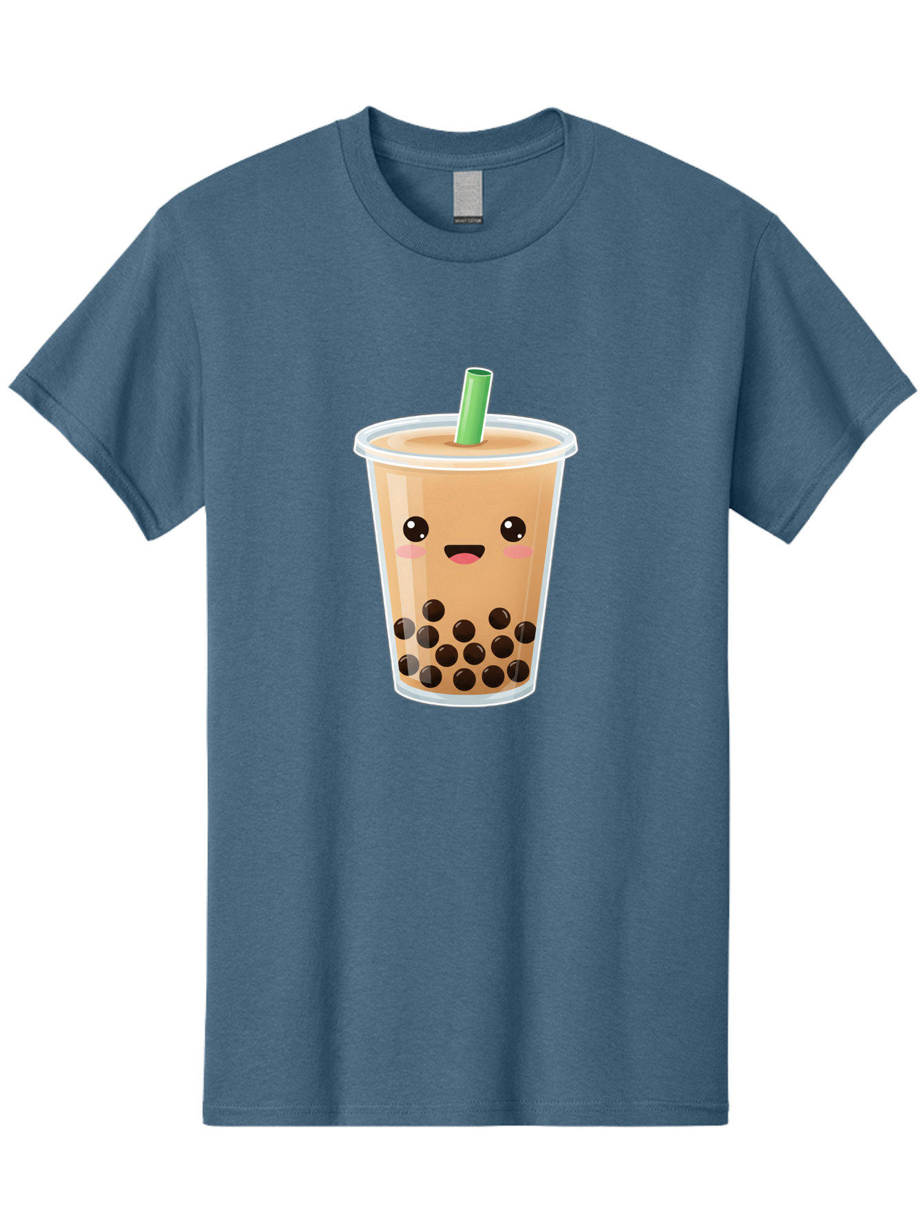 Bubble-Milk-Tea Men'S Graphic Tee, 100% Cotton, Comfortable Casual Summer Wear, Machine Washable, Bubble Tea, Boba, Milk Tea, Straw, Cartoon Character, Cute Face, Black Boba Pearls, Smiling, Kawaii, Popular Drink, Fun Design, Tasty, Bac688