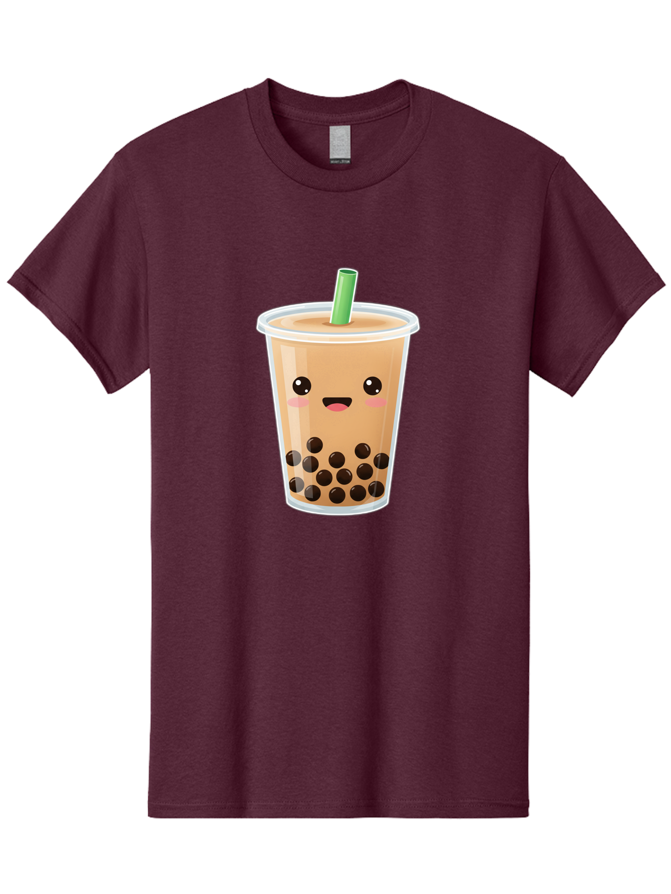 Bubble-Milk-Tea Men'S Graphic Tee, 100% Cotton, Comfortable Casual Summer Wear, Machine Washable, Bubble Tea, Boba, Milk Tea, Straw, Cartoon Character, Cute Face, Black Boba Pearls, Smiling, Kawaii, Popular Drink, Fun Design, Tasty, Bac688