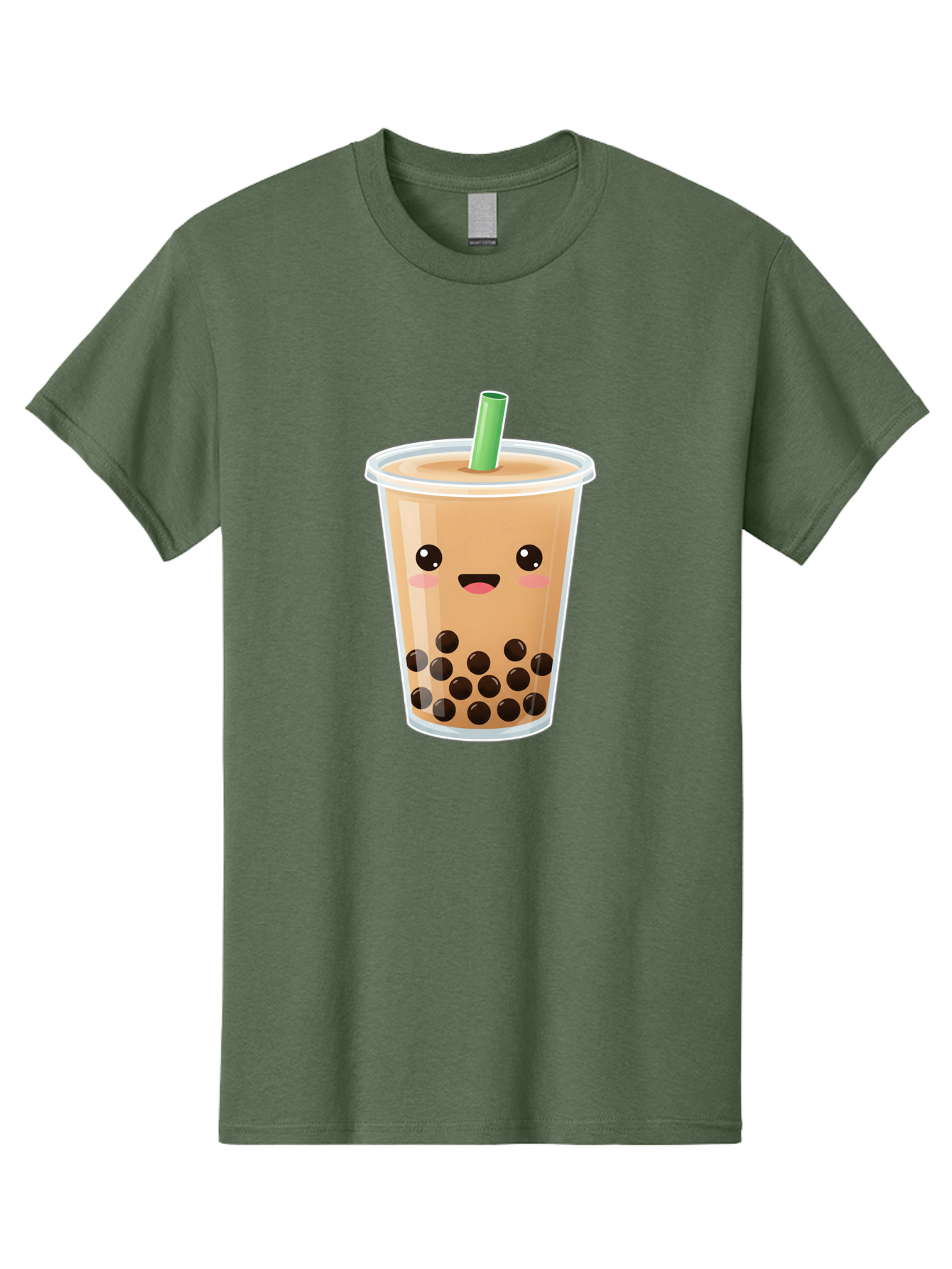 Bubble-Milk-Tea Men'S Graphic Tee, 100% Cotton, Comfortable Casual Summer Wear, Machine Washable, Bubble Tea, Boba, Milk Tea, Straw, Cartoon Character, Cute Face, Black Boba Pearls, Smiling, Kawaii, Popular Drink, Fun Design, Tasty, Bac688
