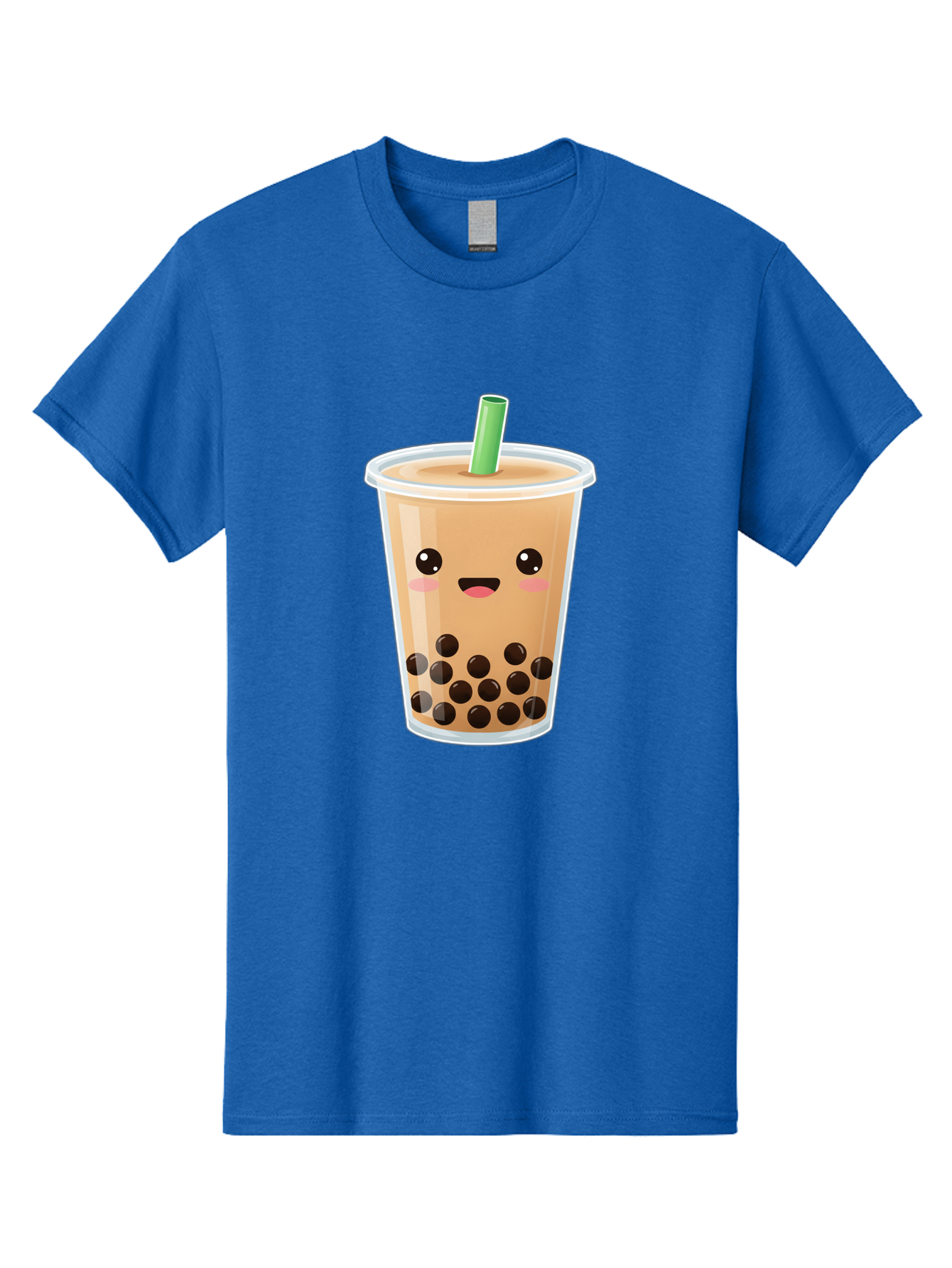 Bubble-Milk-Tea Men'S Graphic Tee, 100% Cotton, Comfortable Casual Summer Wear, Machine Washable, Bubble Tea, Boba, Milk Tea, Straw, Cartoon Character, Cute Face, Black Boba Pearls, Smiling, Kawaii, Popular Drink, Fun Design, Tasty, Bac688
