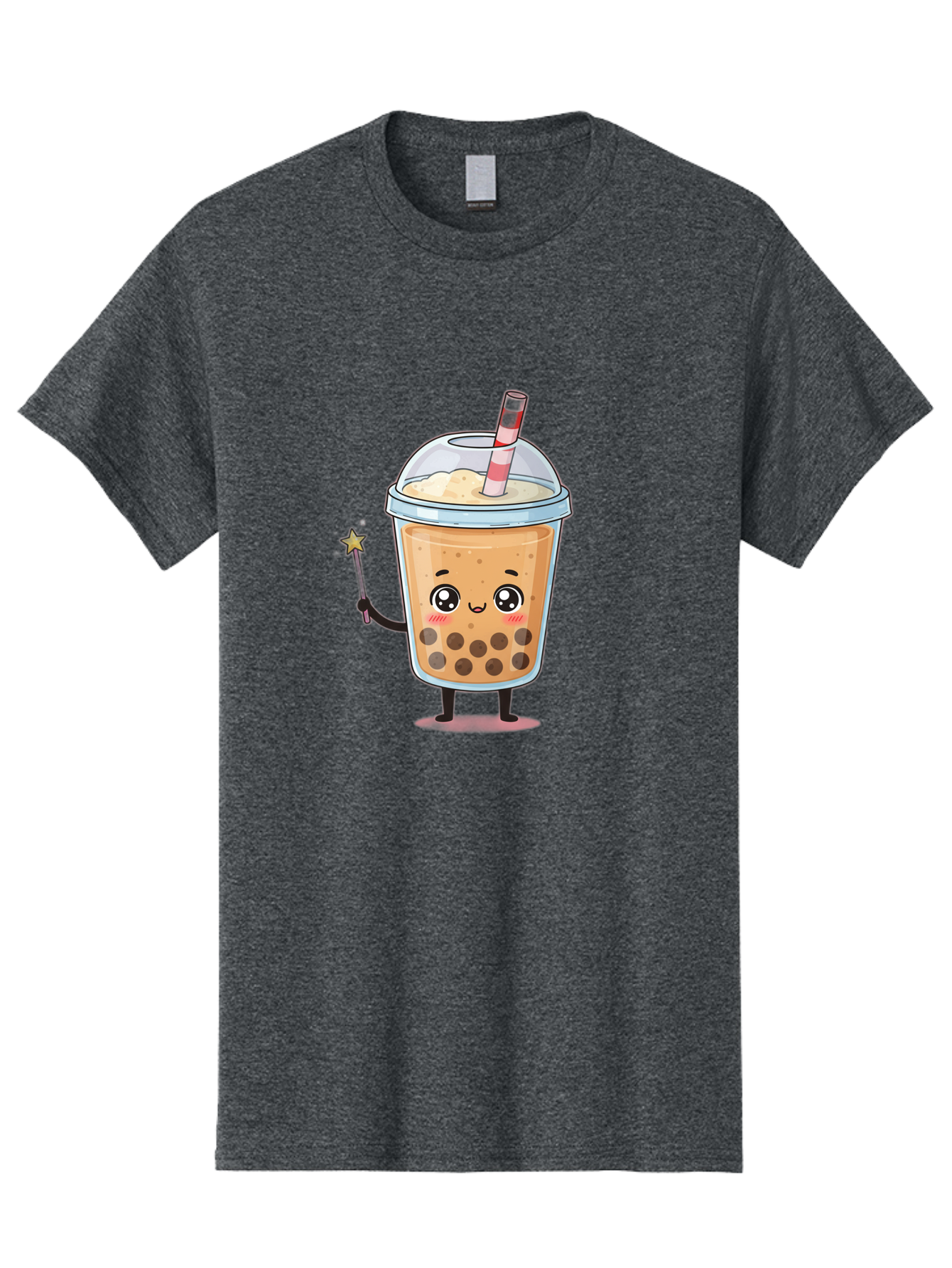 Bubble-Tea-14 Men'S Graphic Tee, 100% Cotton, Comfortable Casual Summer Wear, Machine Washable, Cute Bubble Tea, Cartoon Character, Boba Drink, Magical Wand, Whimsical Design, Adorable Expression, Tea Lover, Animated Beverage, Fantasy Drink, Bac694