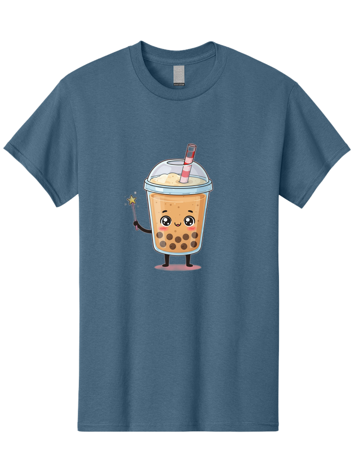 Bubble-Tea-14 Men'S Graphic Tee, 100% Cotton, Comfortable Casual Summer Wear, Machine Washable, Cute Bubble Tea, Cartoon Character, Boba Drink, Magical Wand, Whimsical Design, Adorable Expression, Tea Lover, Animated Beverage, Fantasy Drink, Bac694