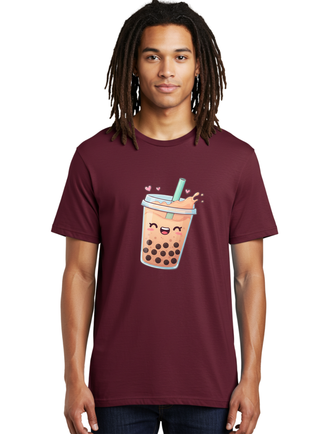 Bubble-Tea-16 Men'S Graphic Tee, 100% Cotton, Comfortable Casual Summer Wear, Machine Washable, Boba Tea, Bubble Tea, Kawaii Drink, Cute Cartoon Beverage, Tea With Boba, Smiling Milk Tea, Adorable Drink, Tea Lover, Boba Love, Refreshing Drink Bac696