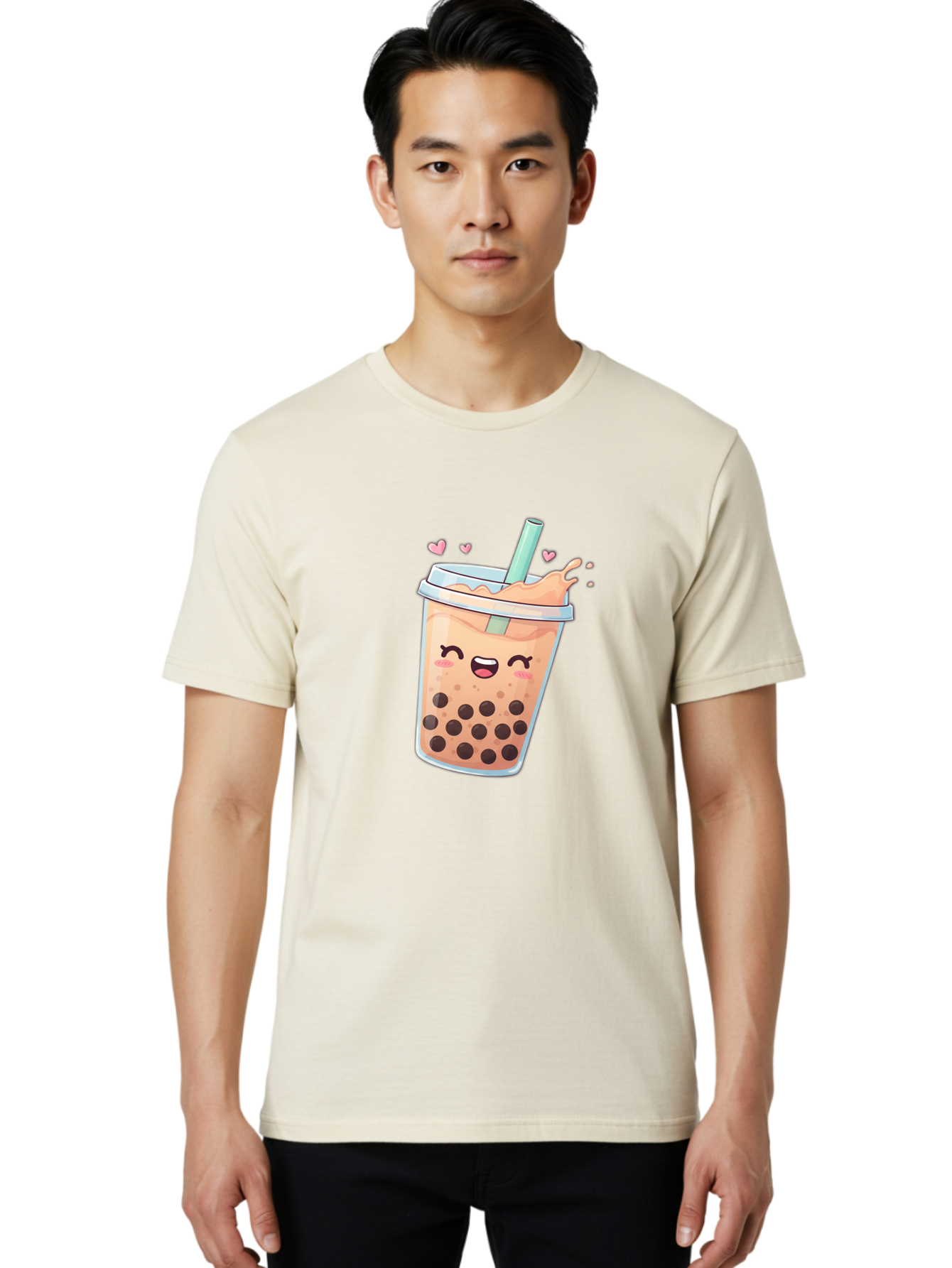 Bubble-Tea-16 Men'S Graphic Tee, 100% Cotton, Comfortable Casual Summer Wear, Machine Washable, Boba Tea, Bubble Tea, Kawaii Drink, Cute Cartoon Beverage, Tea With Boba, Smiling Milk Tea, Adorable Drink, Tea Lover, Boba Love, Refreshing Drink Bac696