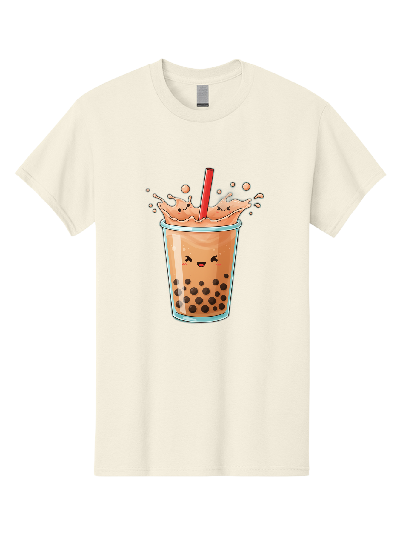 Bubble-Tea-17 Men'S Graphic Tee, 100% Cotton, Comfortable Casual Summer Wear, Machine Washable, Boba Tea With Straw, Cartoon Bubble Tea, Milk Tea With Bubbles, Cute Drink, Boba Drink, Tapioca Pearls, Kawaii Bubble Tea, Smiling Tea Bac697
