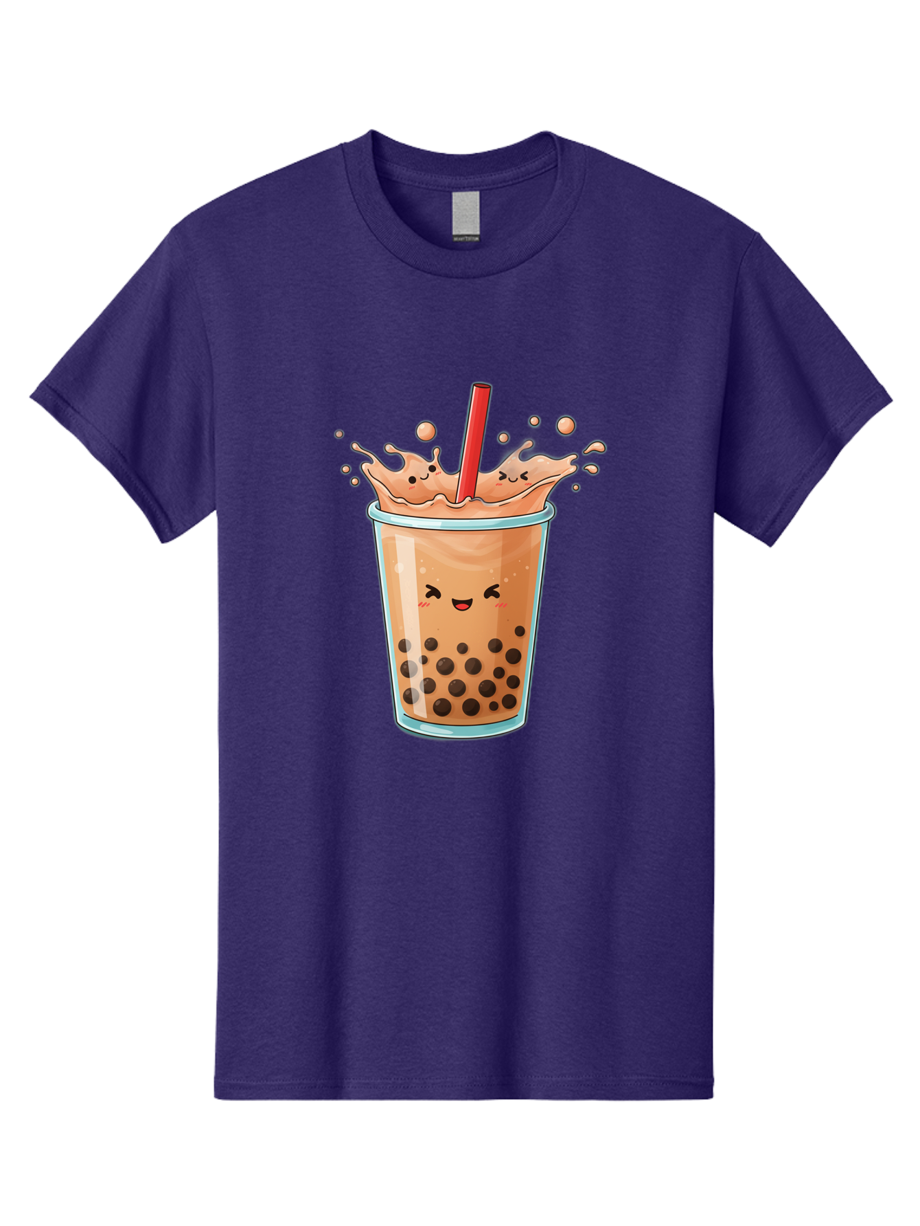 Bubble-Tea-17 Men'S Graphic Tee, 100% Cotton, Comfortable Casual Summer Wear, Machine Washable, Boba Tea With Straw, Cartoon Bubble Tea, Milk Tea With Bubbles, Cute Drink, Boba Drink, Tapioca Pearls, Kawaii Bubble Tea, Smiling Tea Bac697