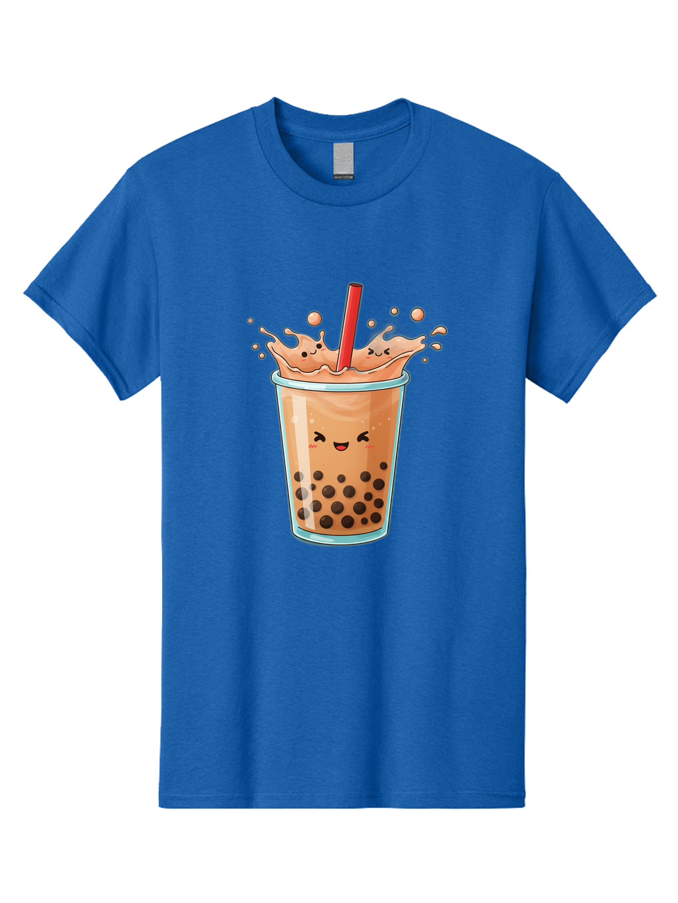 Bubble-Tea-17 Men'S Graphic Tee, 100% Cotton, Comfortable Casual Summer Wear, Machine Washable, Boba Tea With Straw, Cartoon Bubble Tea, Milk Tea With Bubbles, Cute Drink, Boba Drink, Tapioca Pearls, Kawaii Bubble Tea, Smiling Tea Bac697