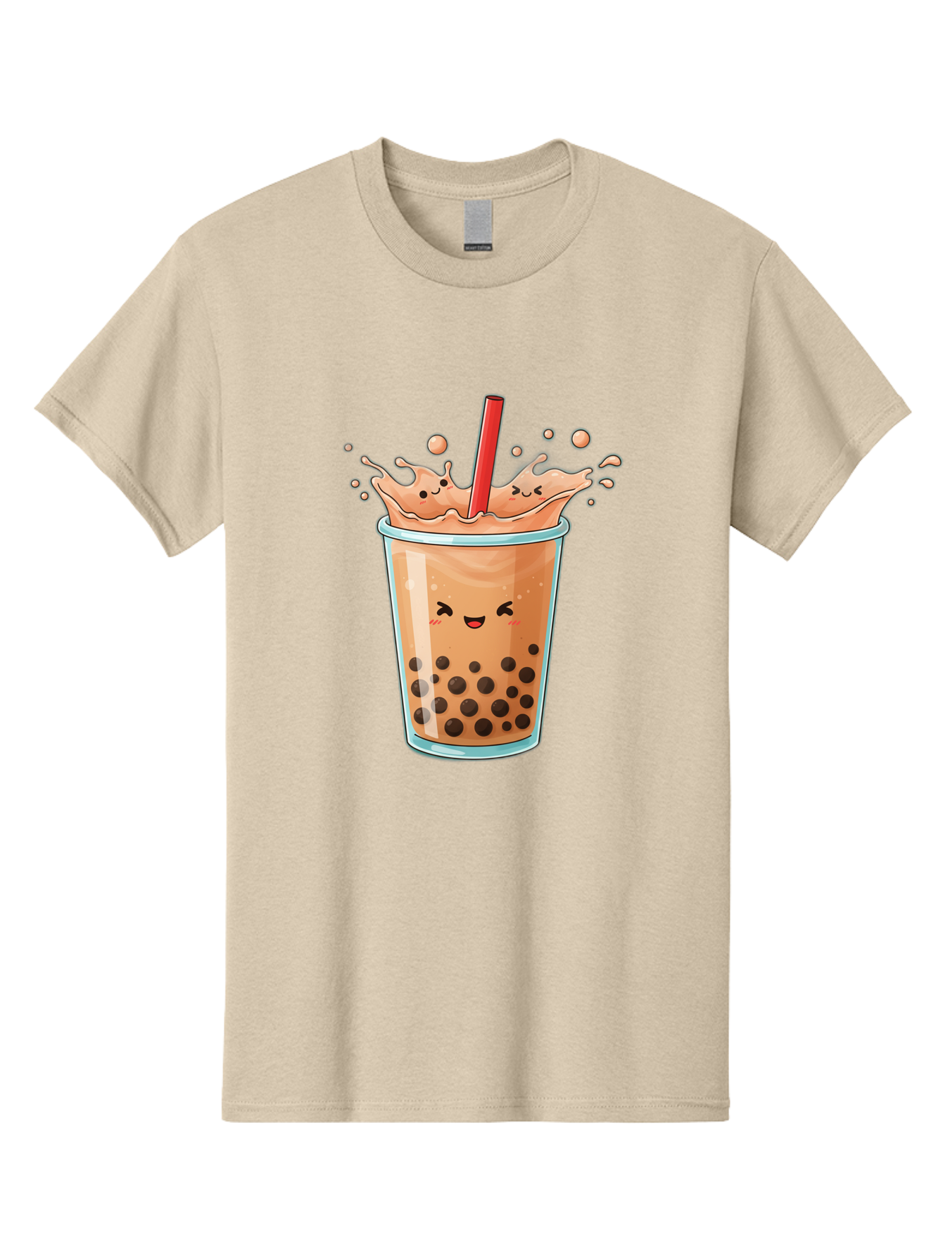 Bubble-Tea-17 Men'S Graphic Tee, 100% Cotton, Comfortable Casual Summer Wear, Machine Washable, Boba Tea With Straw, Cartoon Bubble Tea, Milk Tea With Bubbles, Cute Drink, Boba Drink, Tapioca Pearls, Kawaii Bubble Tea, Smiling Tea Bac697