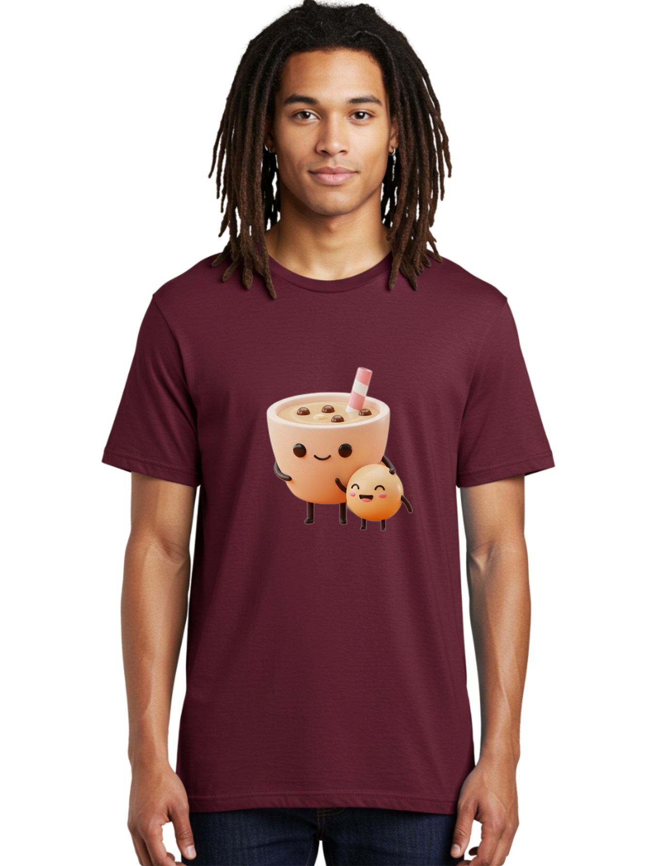 Bubble-Tea-18 Men'S Graphic Tee, 100% Cotton, Comfortable Casual Summer Wear, Machine Washable, Cartoon Boba Tea, Smiling Tea Cup, Boba Friends, Kawaii Characters, Milk Tea, Tapioca Pearls, Adorable Illustration, Funny Bubble Tea Bac698