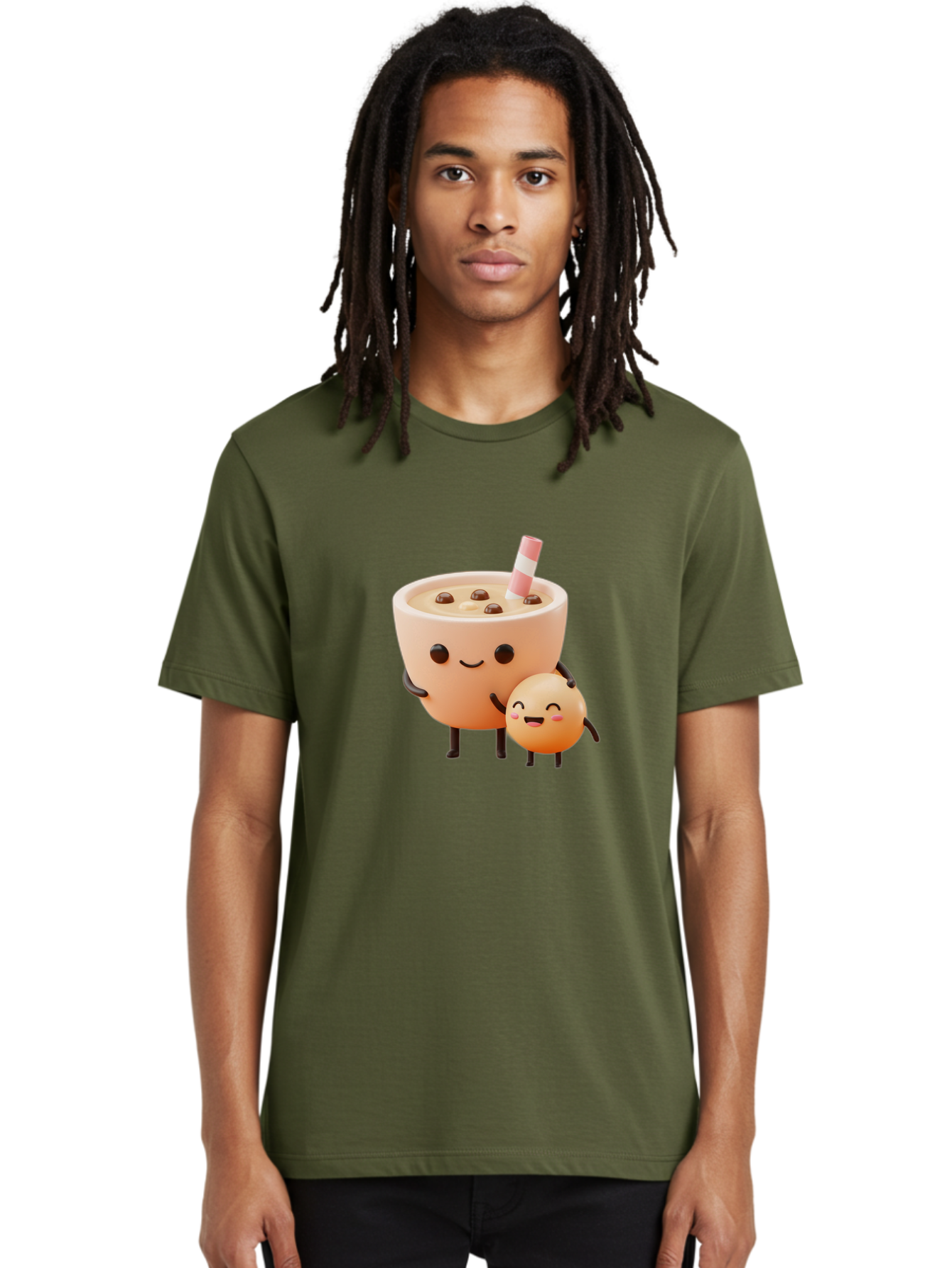 Bubble-Tea-18 Men'S Graphic Tee, 100% Cotton, Comfortable Casual Summer Wear, Machine Washable, Cartoon Boba Tea, Smiling Tea Cup, Boba Friends, Kawaii Characters, Milk Tea, Tapioca Pearls, Adorable Illustration, Funny Bubble Tea Bac698