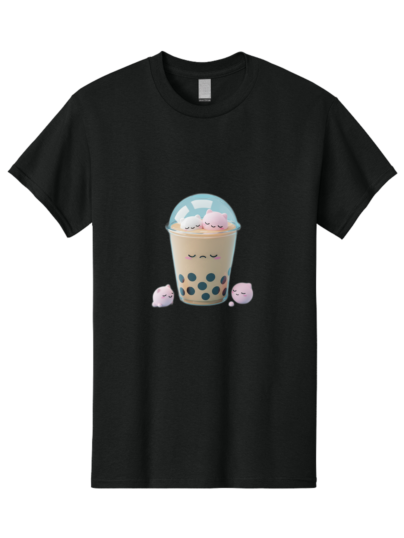 Bubble-Tea-2 Men'S Graphic Tee, 100% Cotton, Comfortable Casual Summer Wear, Machine Washable, Bubble Tea Drink, Milk Tea, Boba, Cute Beverage, Cartoon Illustration, Adorable Characters, Smiling Faces, Peaceful Atmosphere, Sweet Treats, Bac700