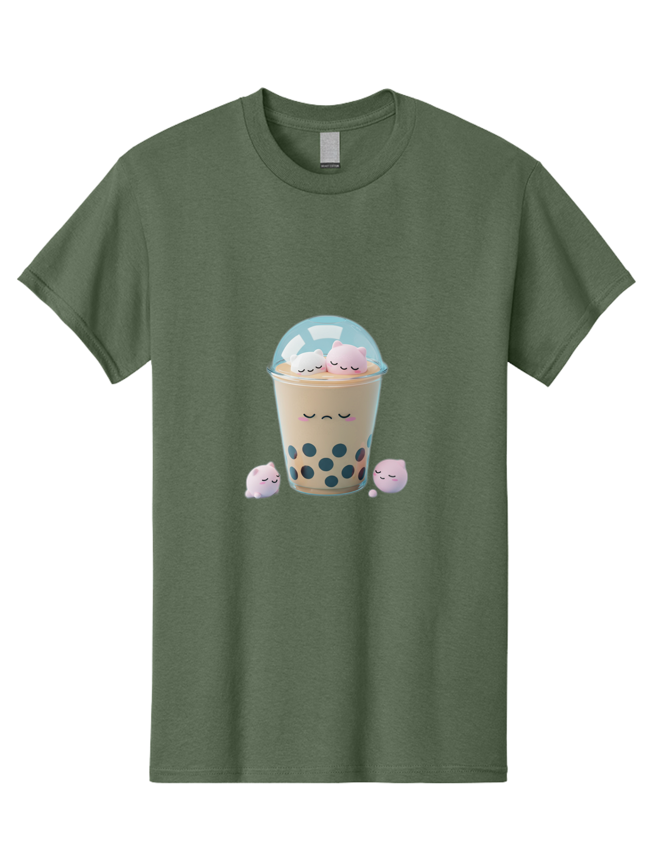 Bubble-Tea-2 Men'S Graphic Tee, 100% Cotton, Comfortable Casual Summer Wear, Machine Washable, Bubble Tea Drink, Milk Tea, Boba, Cute Beverage, Cartoon Illustration, Adorable Characters, Smiling Faces, Peaceful Atmosphere, Sweet Treats, Bac700