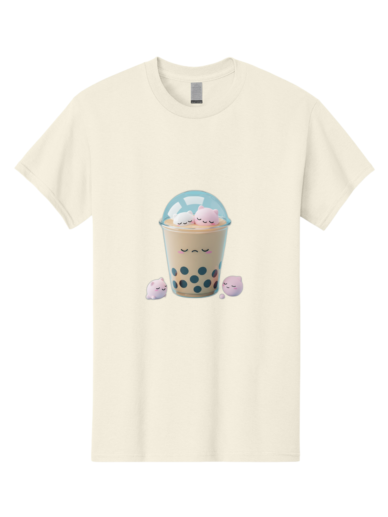 Bubble-Tea-2 Men'S Graphic Tee, 100% Cotton, Comfortable Casual Summer Wear, Machine Washable, Bubble Tea Drink, Milk Tea, Boba, Cute Beverage, Cartoon Illustration, Adorable Characters, Smiling Faces, Peaceful Atmosphere, Sweet Treats, Bac700