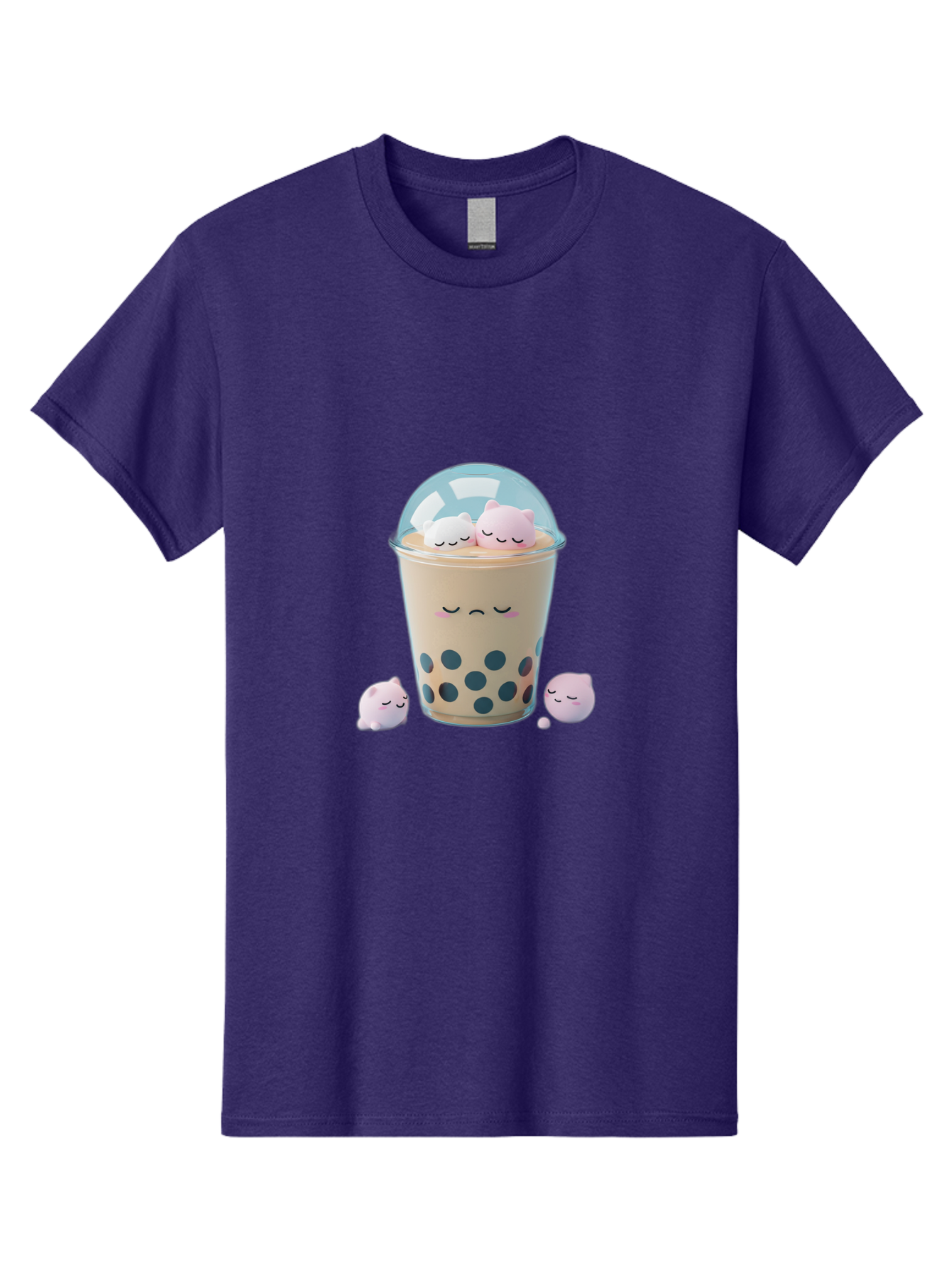 Bubble-Tea-2 Men'S Graphic Tee, 100% Cotton, Comfortable Casual Summer Wear, Machine Washable, Bubble Tea Drink, Milk Tea, Boba, Cute Beverage, Cartoon Illustration, Adorable Characters, Smiling Faces, Peaceful Atmosphere, Sweet Treats, Bac700